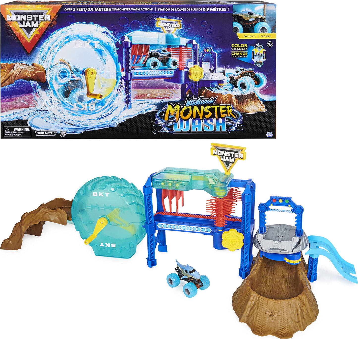 Monster Jam Megalodon Monster Wash Playset with Color-Changing Truck – Interactive Water Play for Ages 3+