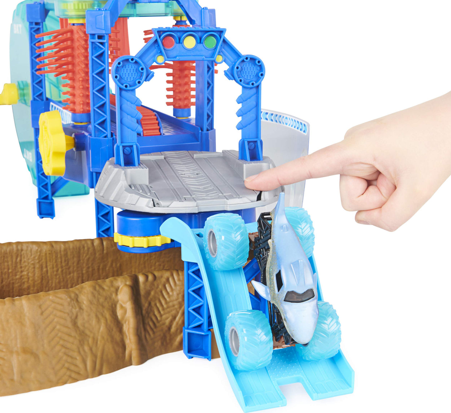 Monster Jam Megalodon Monster Wash Playset with Color-Changing Truck – Interactive Water Play for Ages 3+
