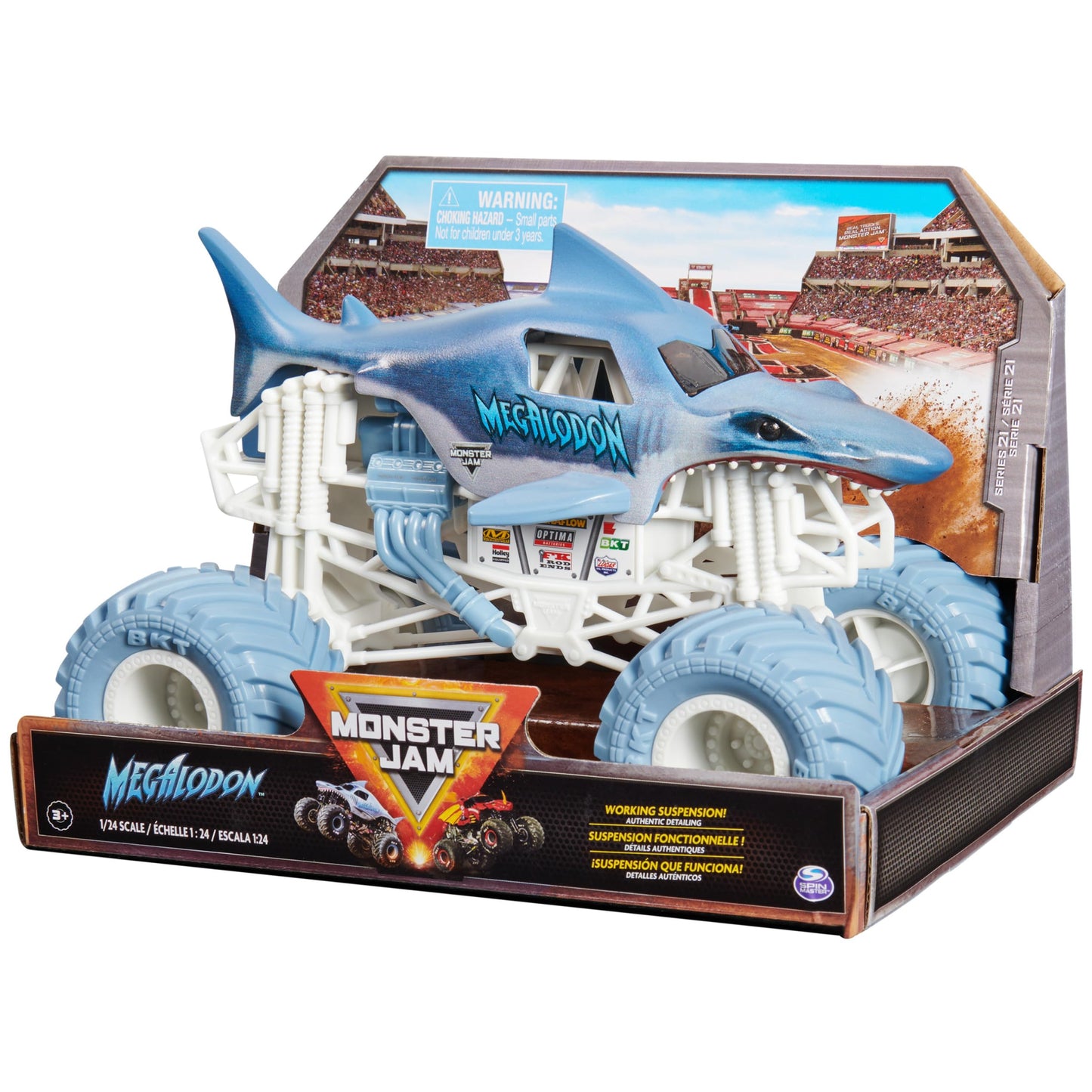 Monster Jam Official Megalodon 1:24 Scale Die-Cast Truck with BKT Tires | Retro 2017 Edition