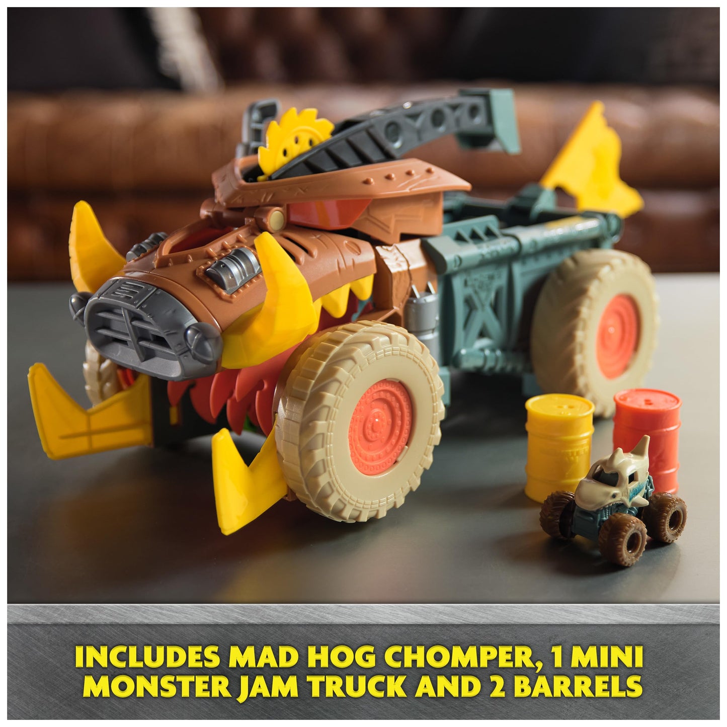 Monster Jam Mini Jams Megalodon Mad Hog Chomper: Easy Cleanup Monster Truck Playset
