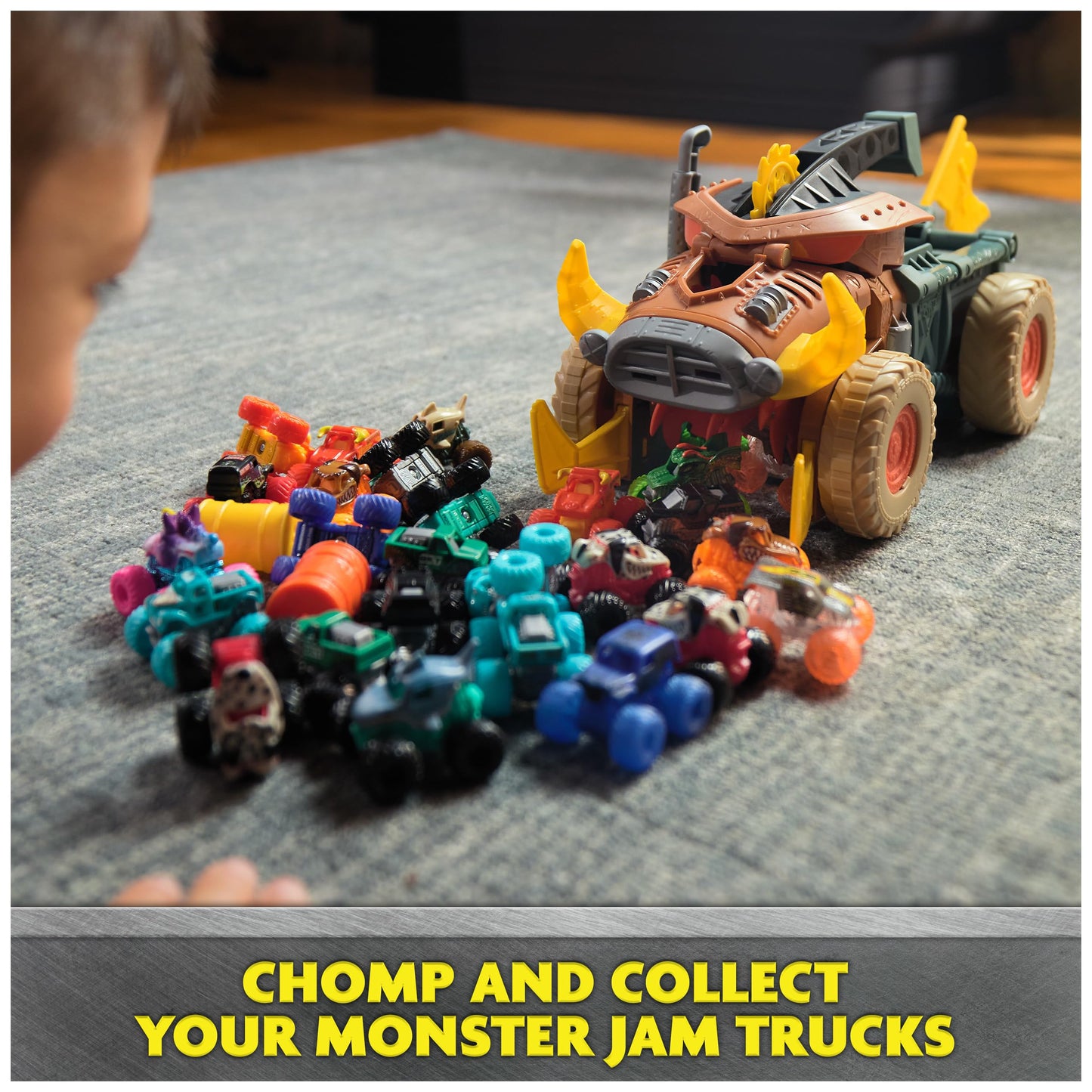 Monster Jam Mini Jams Megalodon Mad Hog Chomper: Easy Cleanup Monster Truck Playset