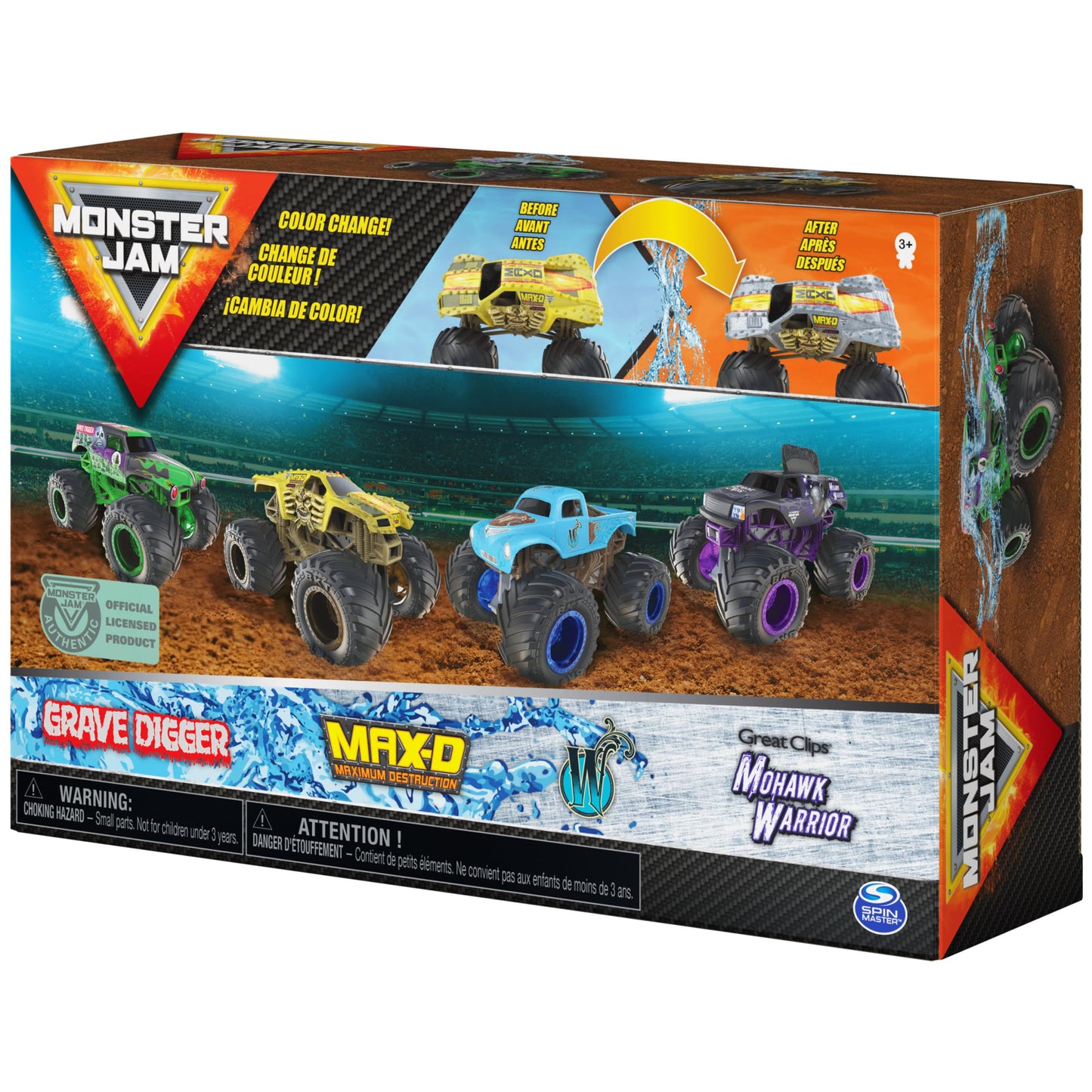 Monster Jam Reveal the Steel 4-Pack - Color-Changing Die-Cast Trucks, 1:64 Scale