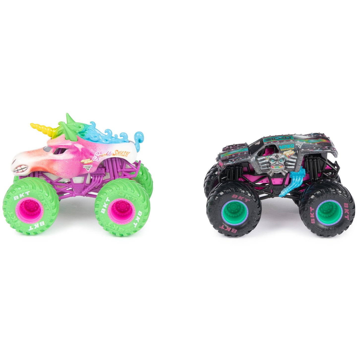 Monster Jam Nitro Neon 1:64 Two-Pack: Sparkle Smash vs Max-D – Official Die-Cast Trucks