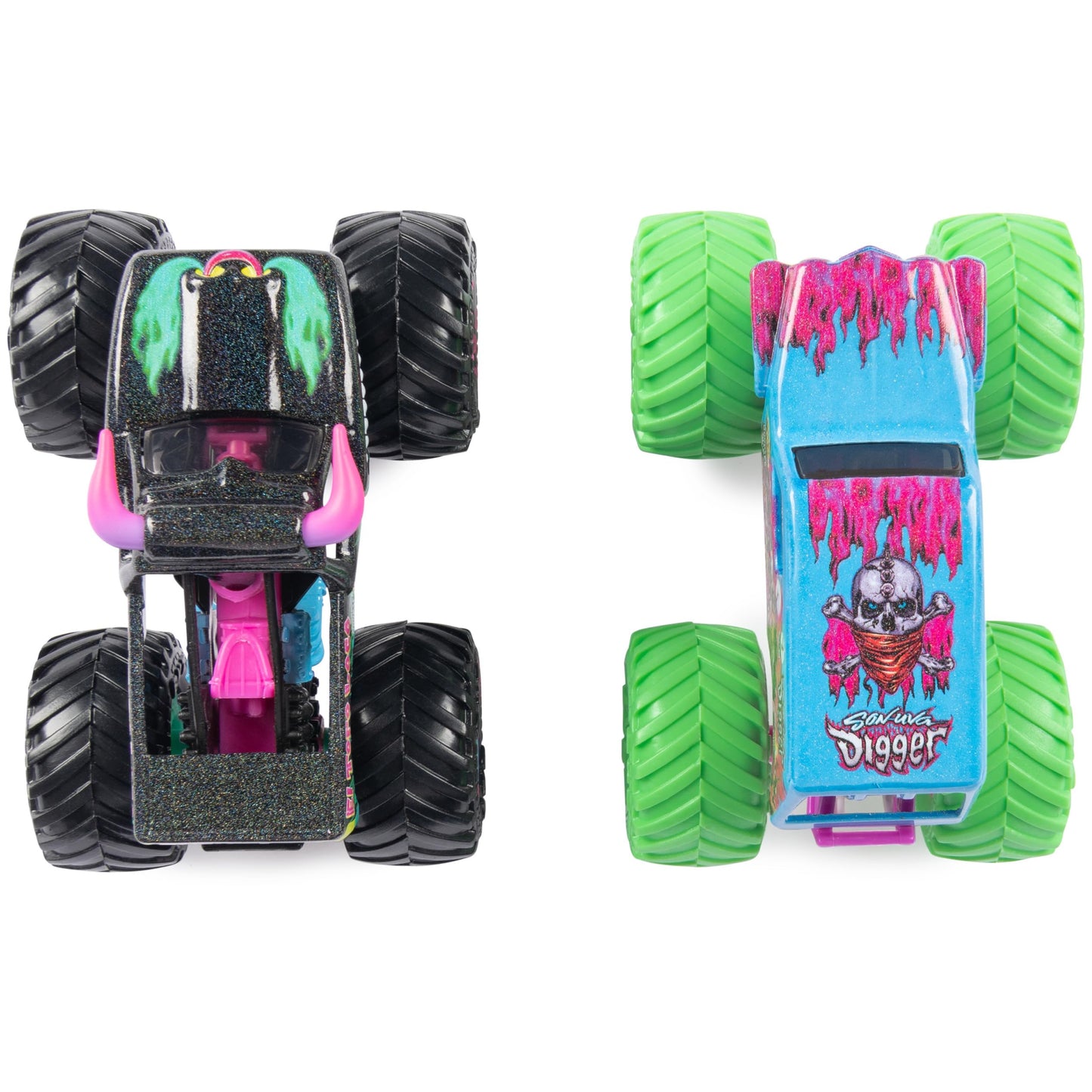 Monster Jam Nitro Neon 2-Pack: Son-uva Digger vs El Toro Loco 1:64 Die-Cast Trucks Walmart Exclusive