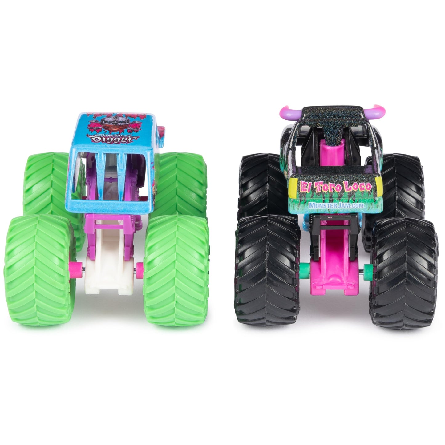 Monster Jam Nitro Neon 2-Pack: Son-uva Digger vs El Toro Loco 1:64 Die-Cast Trucks Walmart Exclusive