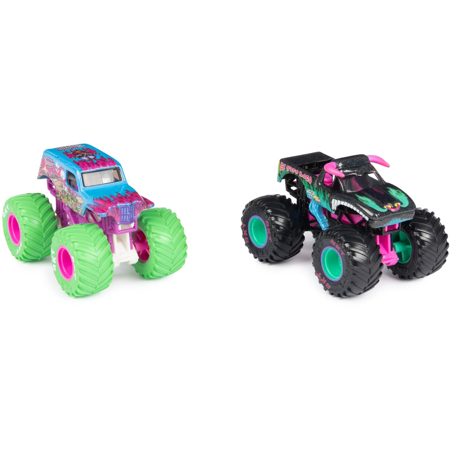 Monster Jam Nitro Neon 2-Pack: Son-uva Digger vs El Toro Loco 1:64 Die-Cast Trucks Walmart Exclusive