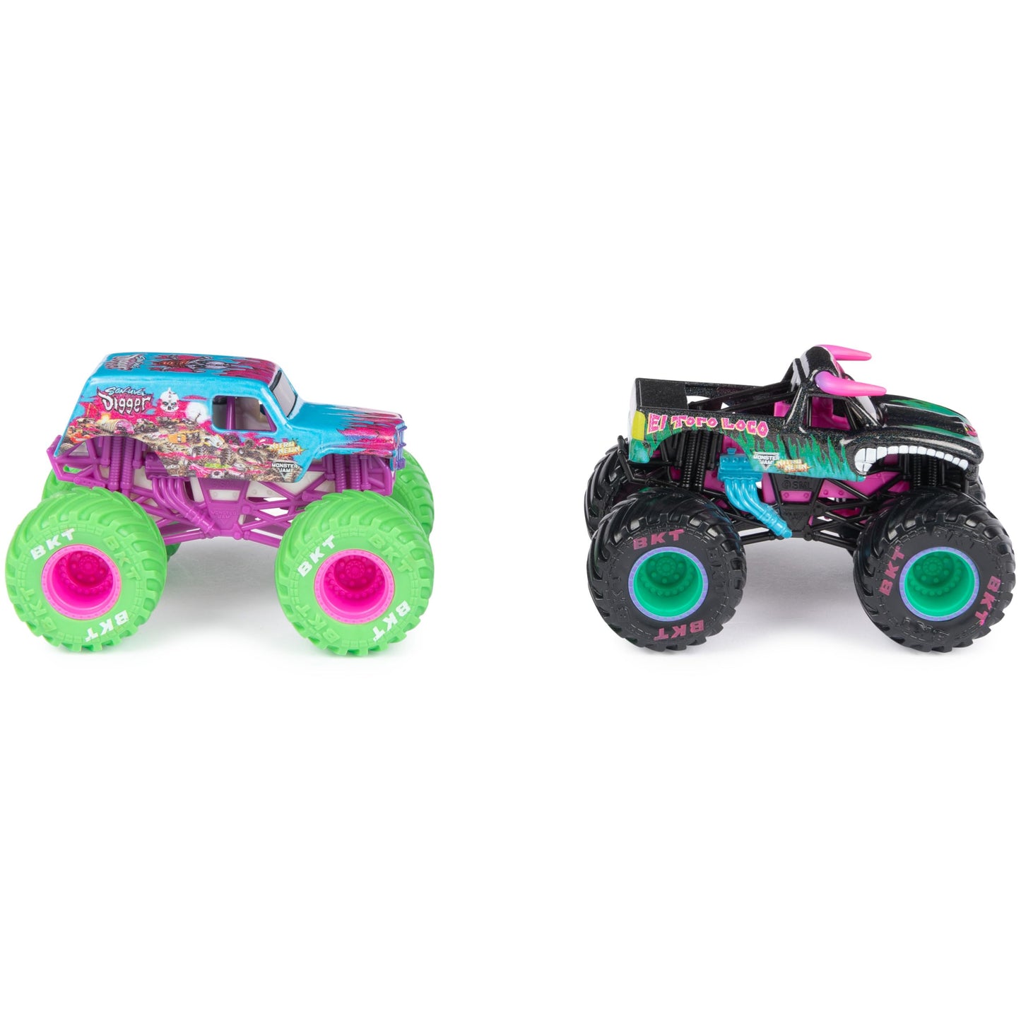 Monster Jam Nitro Neon 2-Pack: Son-uva Digger vs El Toro Loco 1:64 Die-Cast Trucks Walmart Exclusive