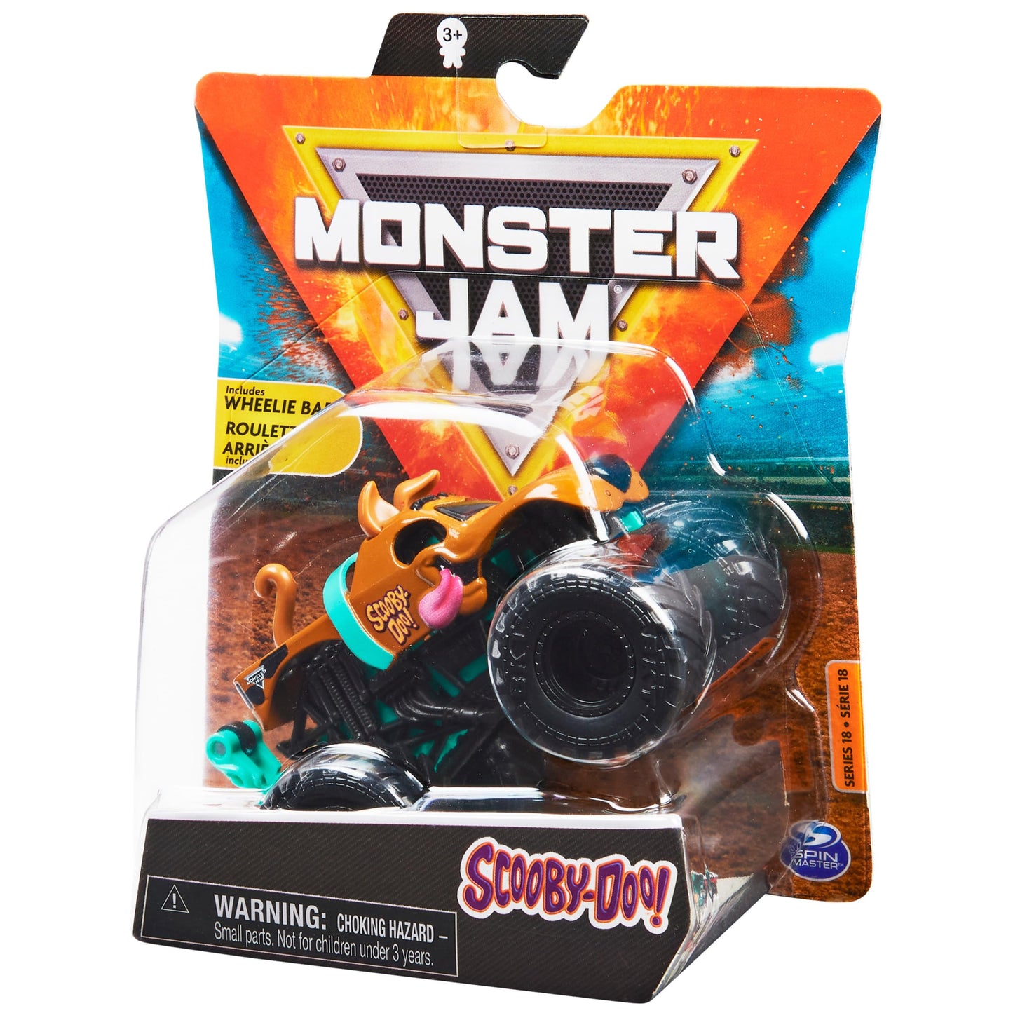 Monster Jam Scooby-Doo Official 1:64 Die-Cast Truck | Wheelie Bar & Collector Poster