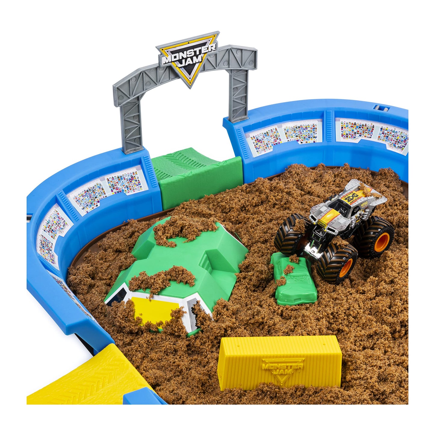 Monster Jam Monster Dirt Arena Playset – 24-Inch Arena, 2 lbs Monster Dirt, Exclusive 1:64 Max-D Truck