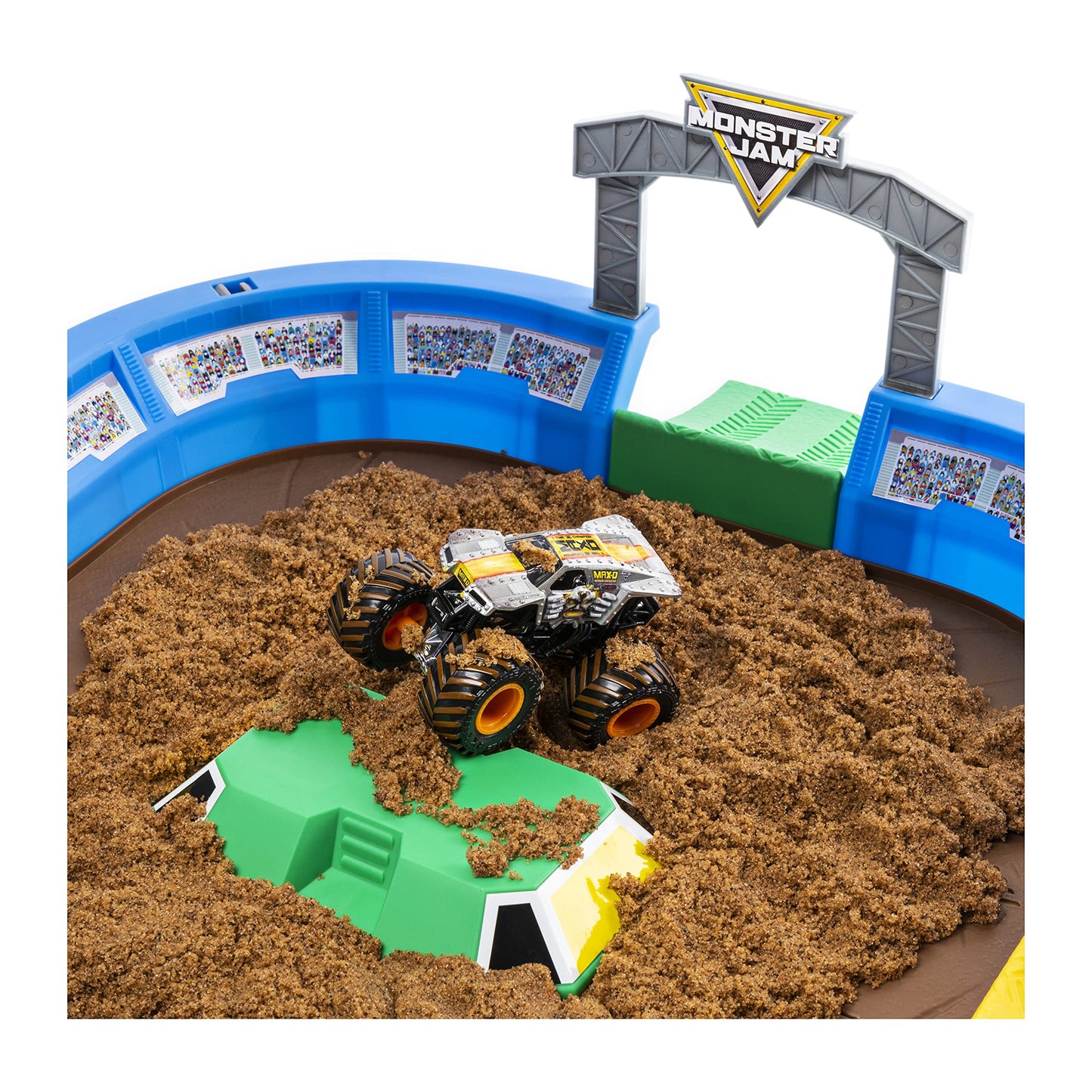 Monster Jam Monster Dirt Arena Playset – 24-Inch Arena, 2 lbs Monster Dirt, Exclusive 1:64 Max-D Truck