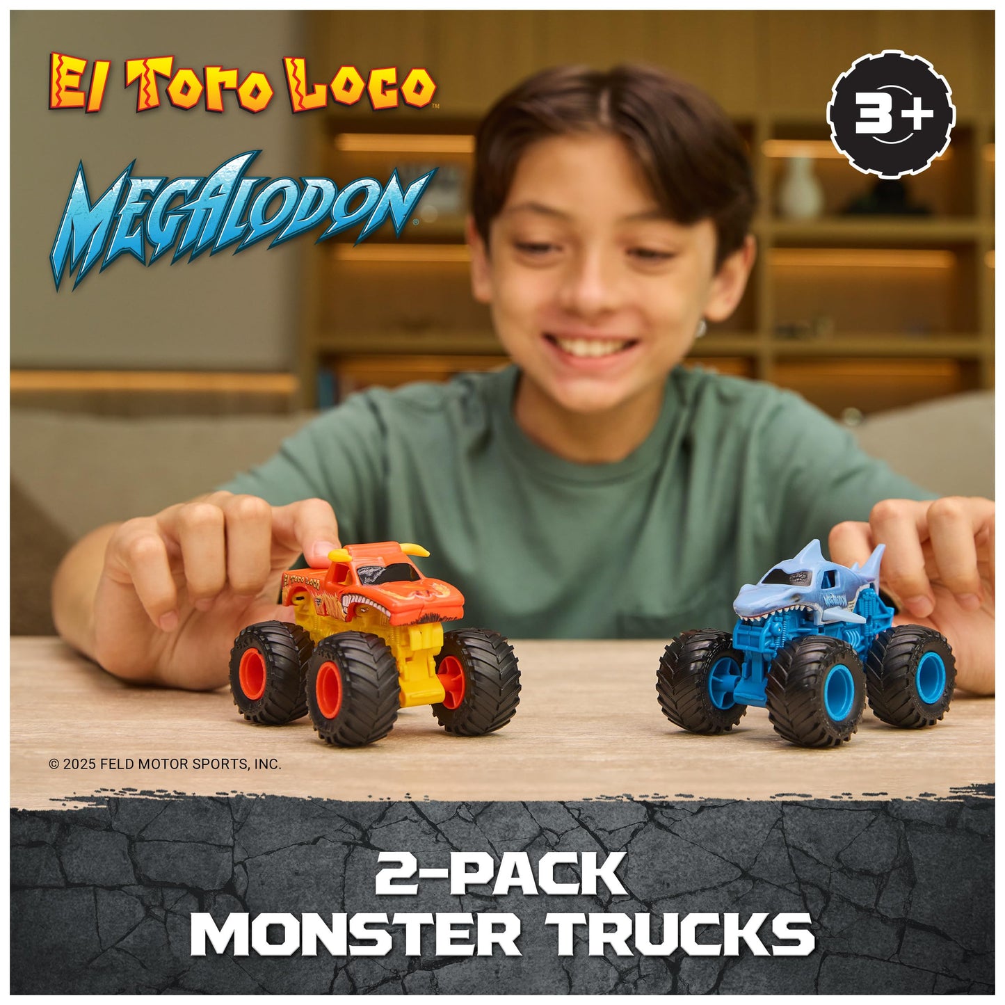 Monster Jam Smash & Bash 2-Pack: Megalodon & El Toro Loco – 1:64 Die-Cast Trucks