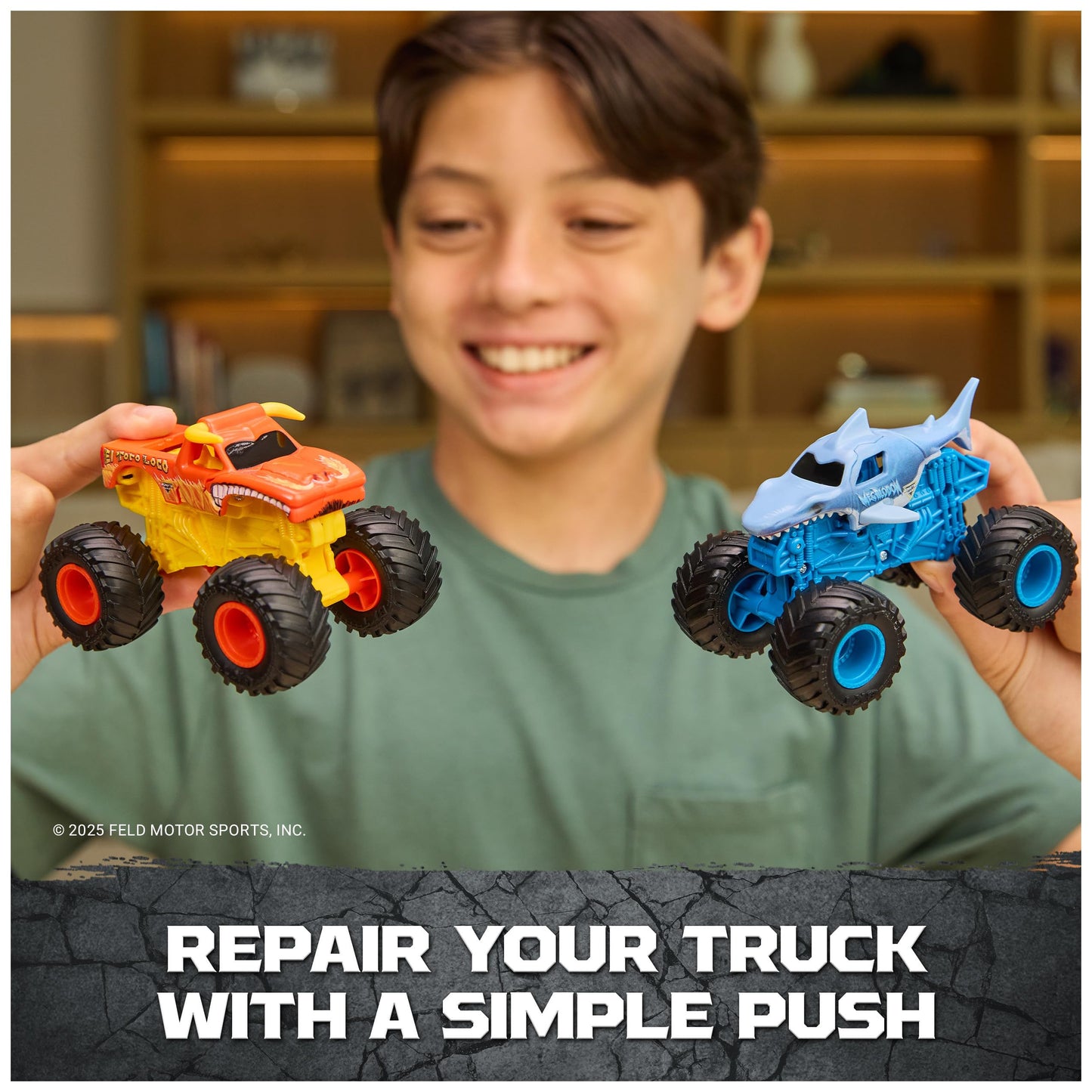 Monster Jam Smash & Bash 2-Pack: Megalodon & El Toro Loco – 1:64 Die-Cast Trucks