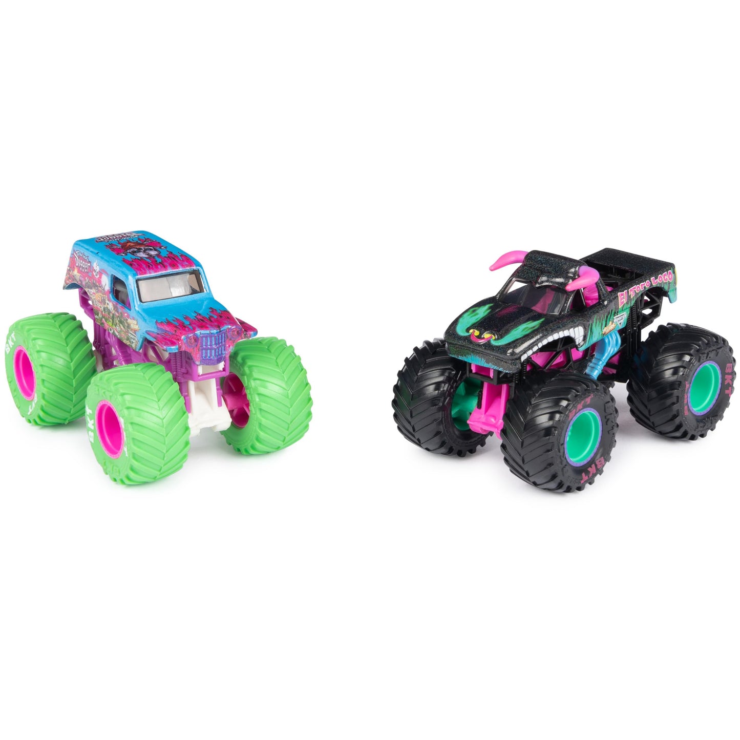 Monster Jam Nitro Neon 2-Pack: Son-uva Digger vs El Toro Loco 1:64 Die-Cast Trucks Walmart Exclusive