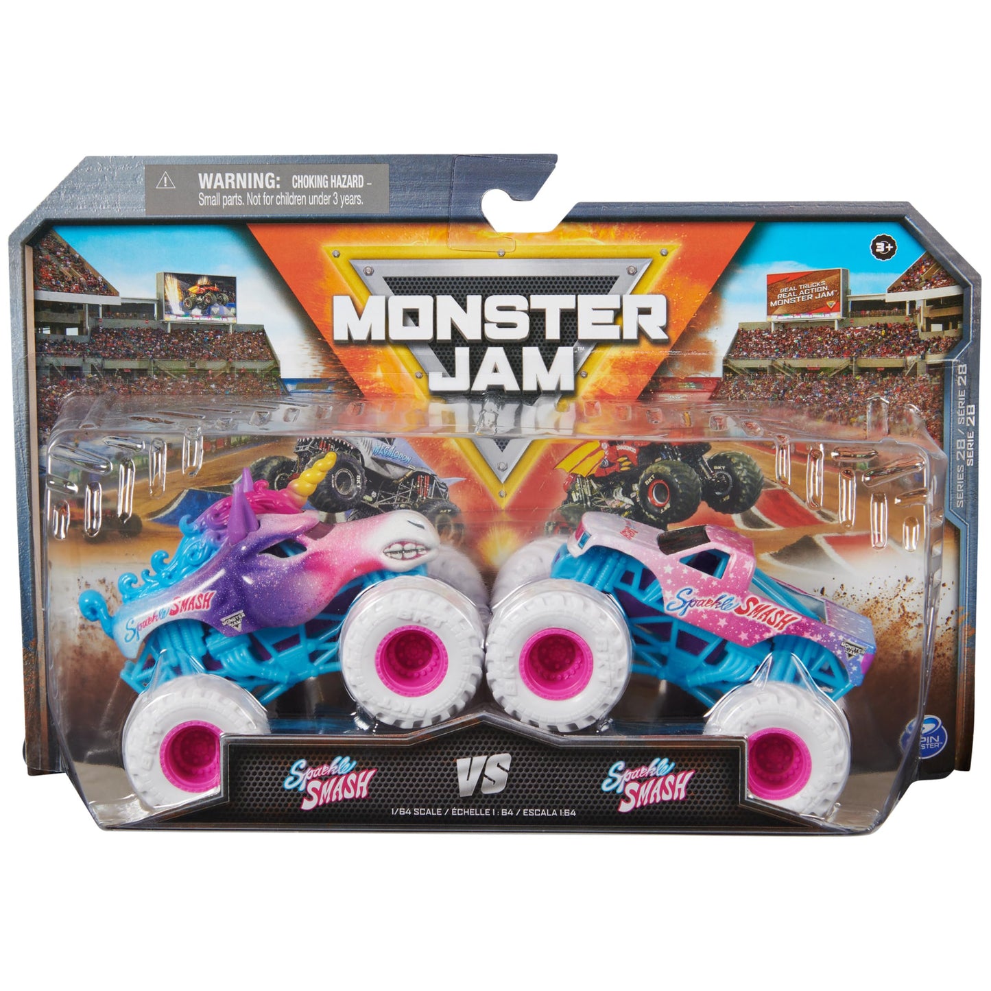 Monster Jam Official Sparkle Smash 1:64 Die-Cast Trucks 2-Pack – Collectible Battle Sets