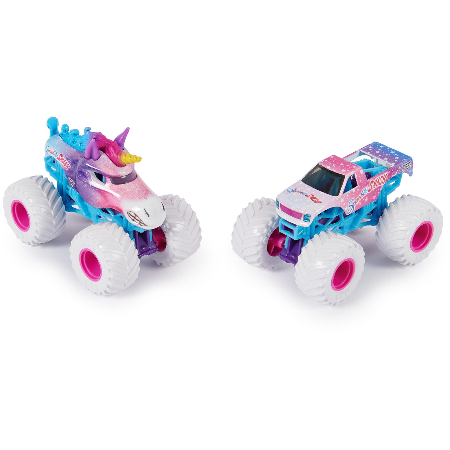 Monster Jam Official Sparkle Smash 1:64 Die-Cast Trucks 2-Pack – Collectible Battle Sets