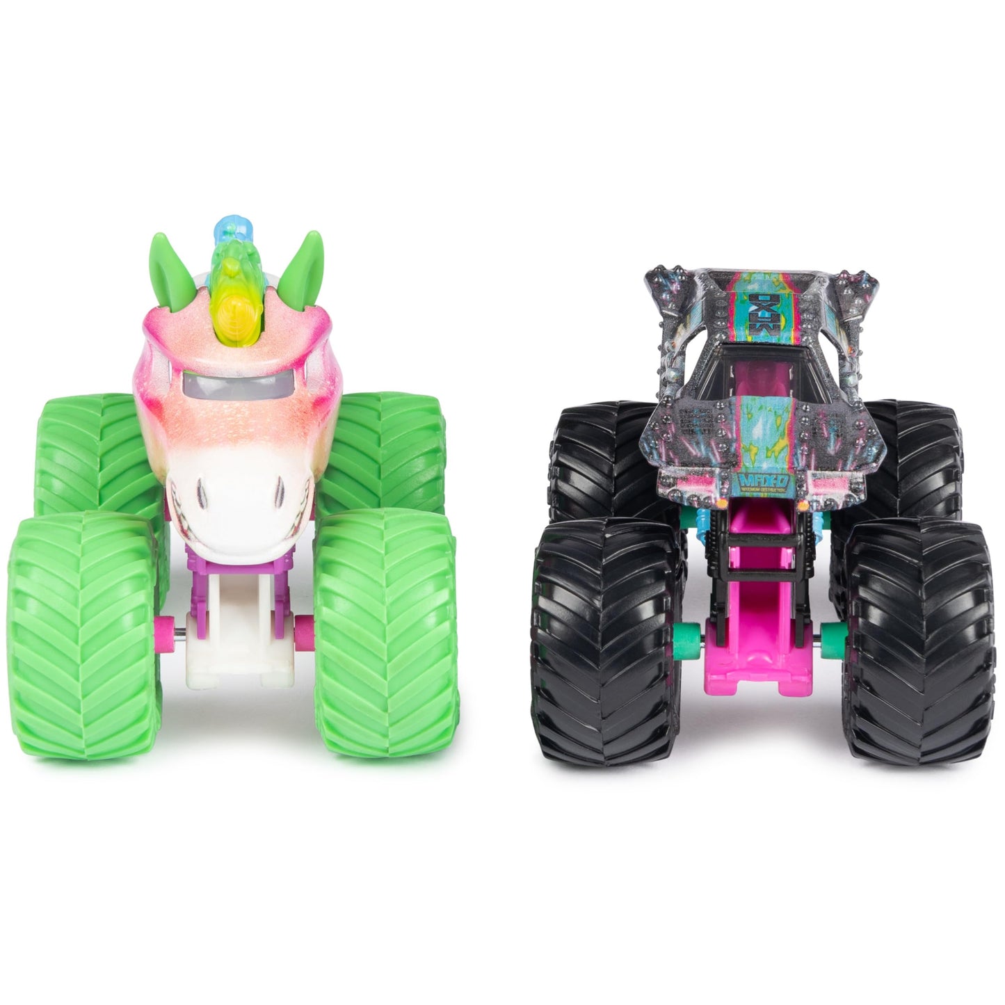 Monster Jam Nitro Neon 1:64 Two-Pack: Sparkle Smash vs Max-D – Official Die-Cast Trucks