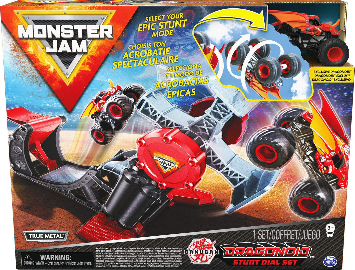 Monster Jam Official Bakugan Dragonoid Stunt Dial Playset — 1:64 Scale Die-Cast Truck
