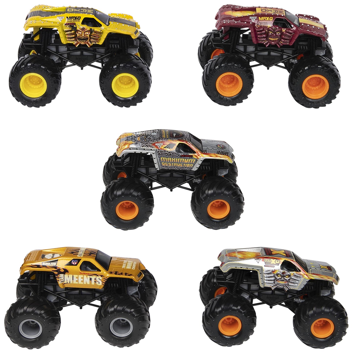 Monster Jam Retro Edition Max-D 1:64 Scale 5-Pack – Exclusive Vintage Die-Cast Trucks