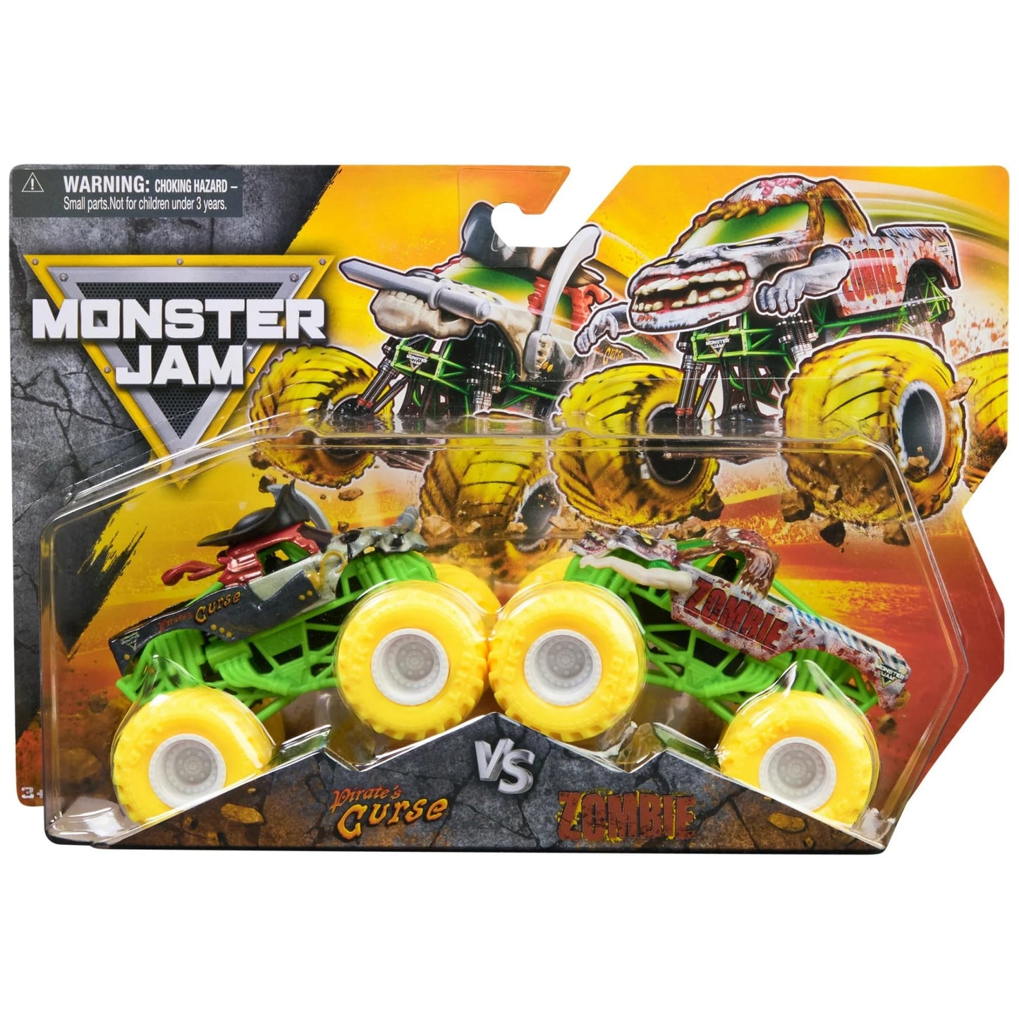 Monster Jam Zombie vs Pirate’s Curse 1:64 Die-Cast Trucks – Series 32, Exclusive Yellow BKT Tires