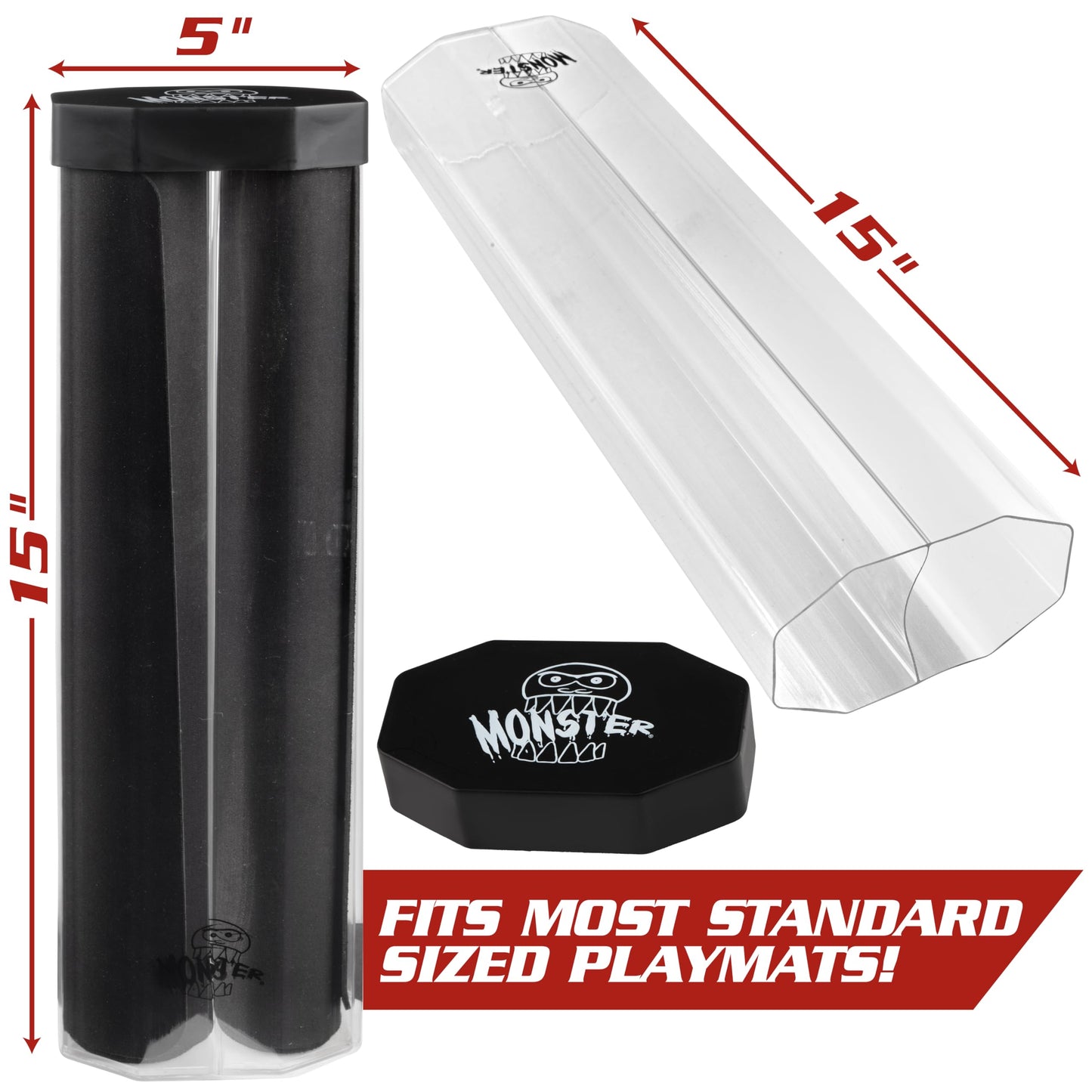 Monster Protectors Prism Dual Playmat Tube (Black) – Holds Two Mats & Easy In/Out Case