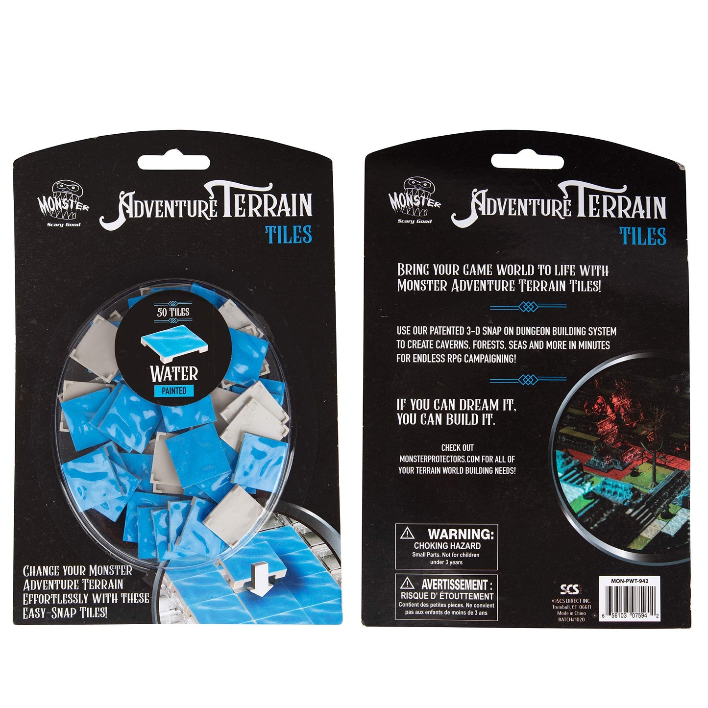 Monster Protectors Adventure Terrain Water Tiles – 50pc Hand-Painted, Snap-On D&D & Pathfinder Compatible