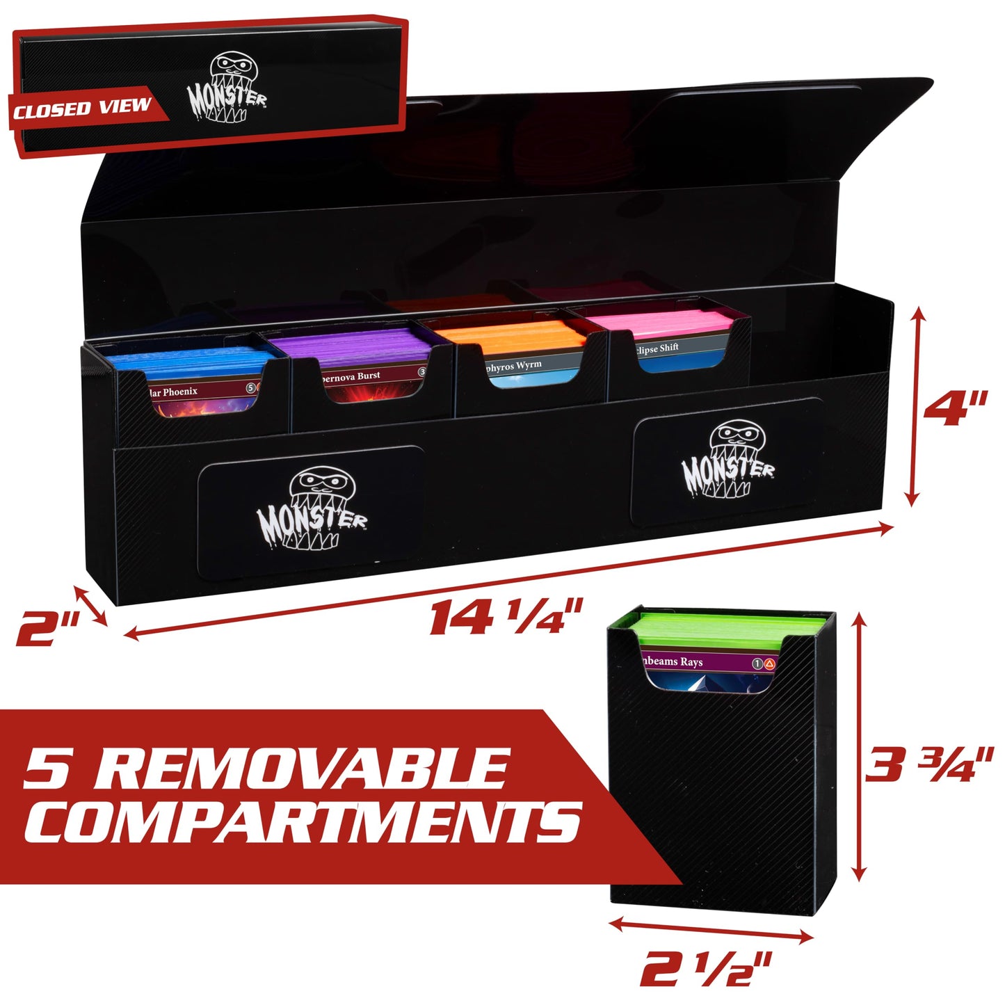 Monster Protectors Hydra XL Deck Box – 375+ Cards with Removable Compartments