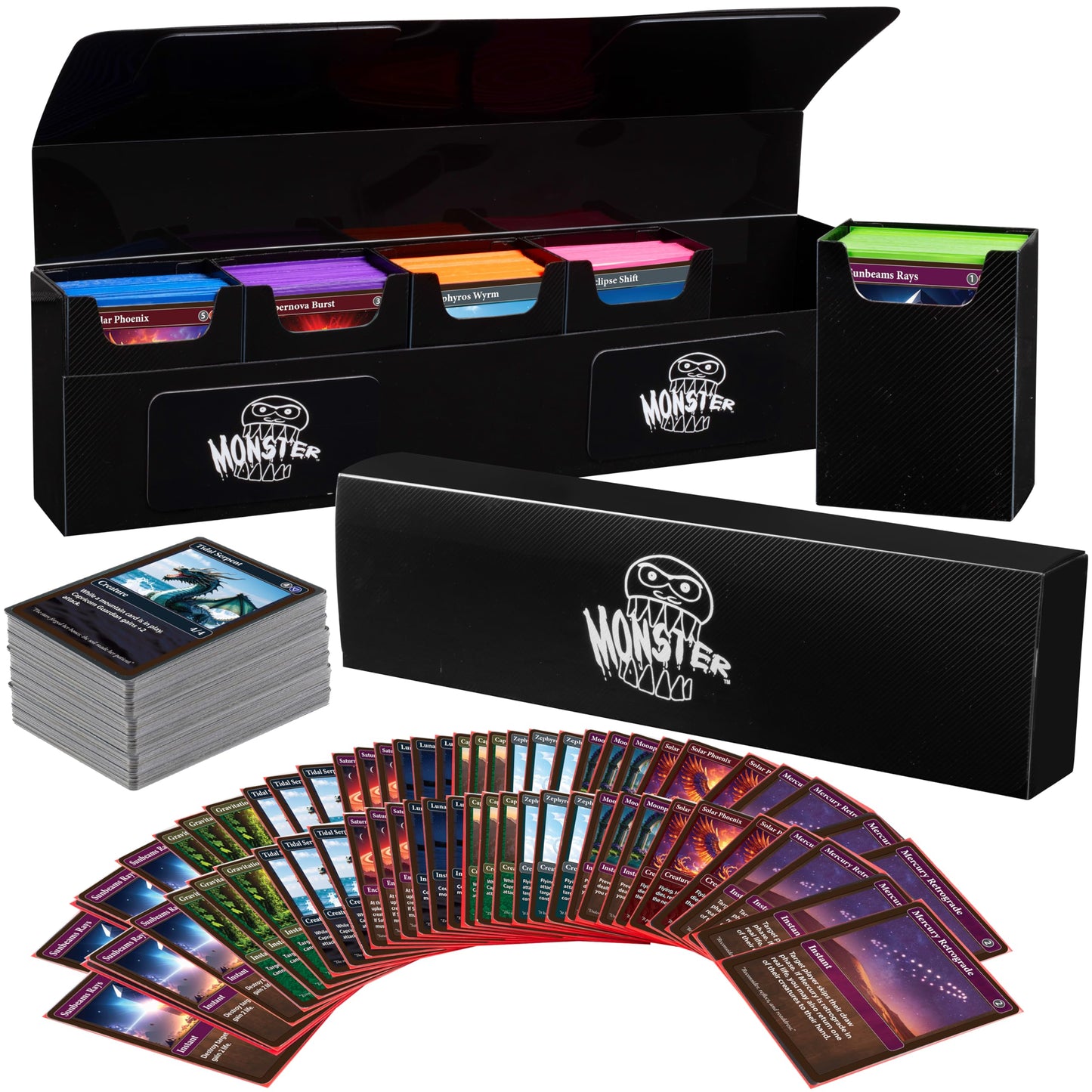 Monster Protectors Hydra XL Deck Box – 375+ Cards, Removable Compartments, Magnetic Self-Locking Closure