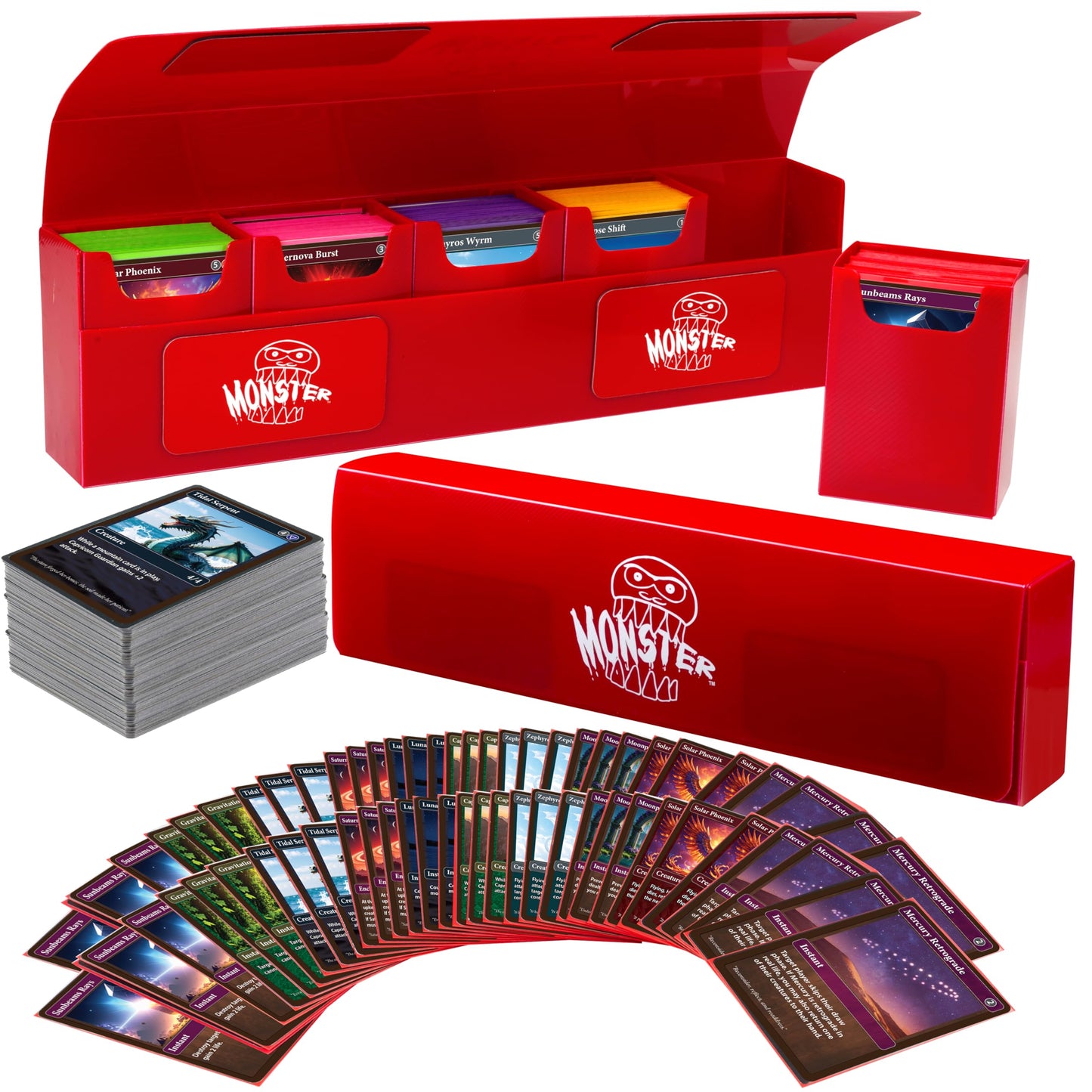 Monster Protectors Hydra XL Deck Box – 375+ Cards with Removable Compartments