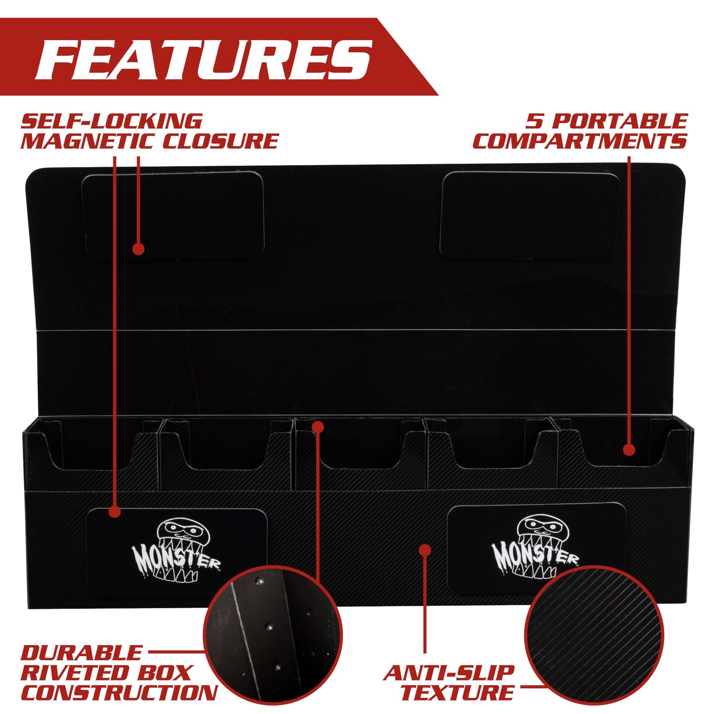 Monster Protectors Hydra XL Deck Box – 375+ Cards with Removable Compartments