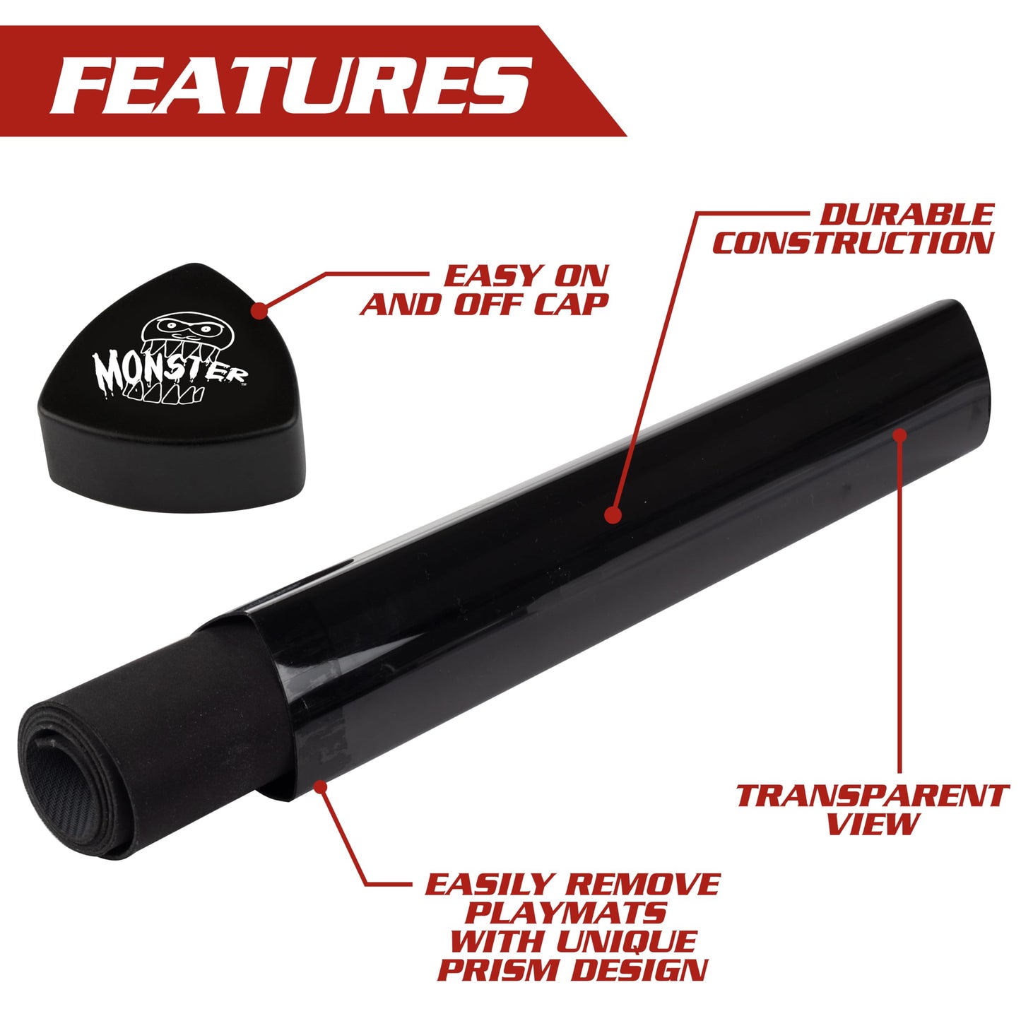 Monster Protectors Prism Playmat Tube – Opaque Black, Non-Rolling, Easy In & Out