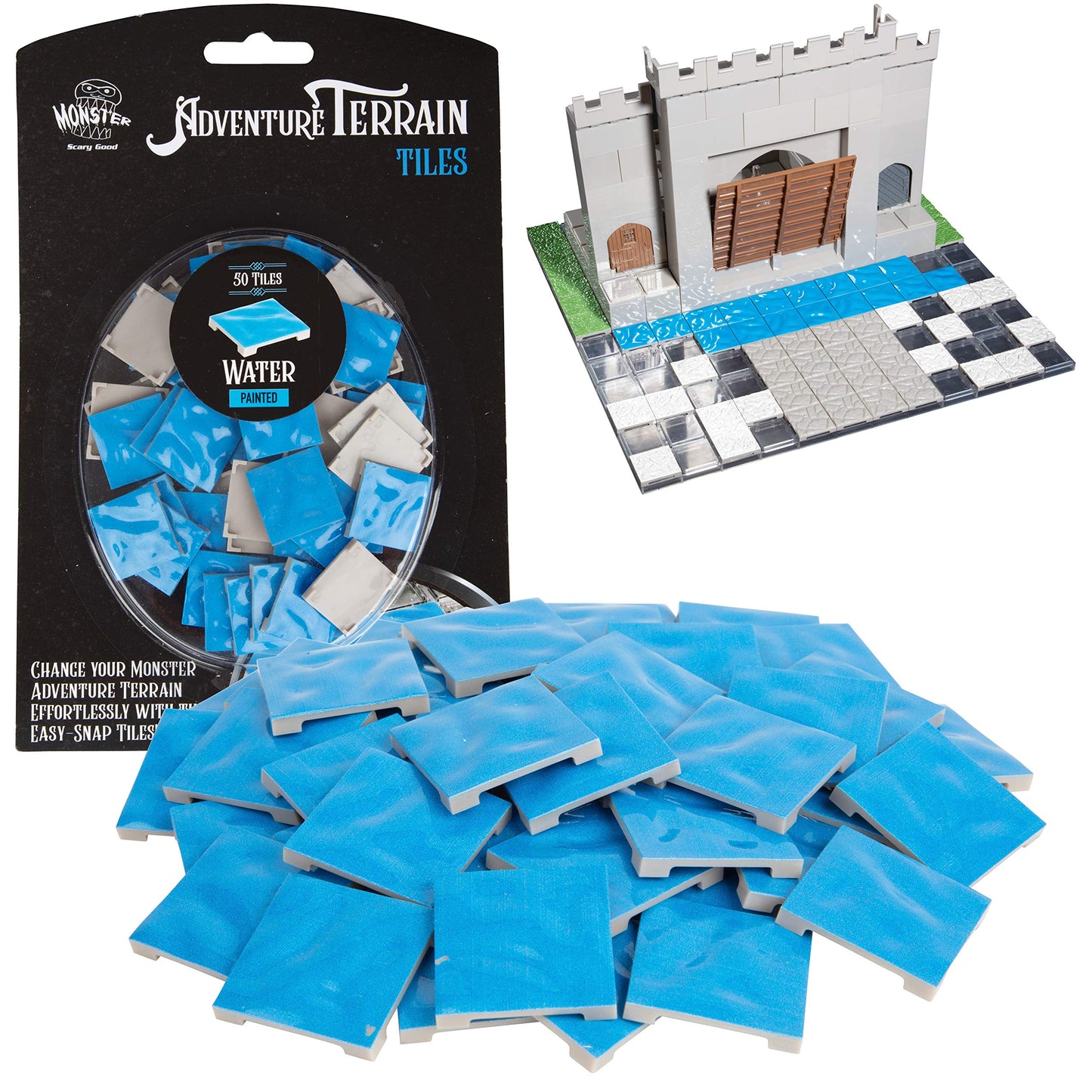 Monster Protectors Adventure Terrain Water Tiles – 50pc Hand-Painted, Snap-On D&D & Pathfinder Compatible
