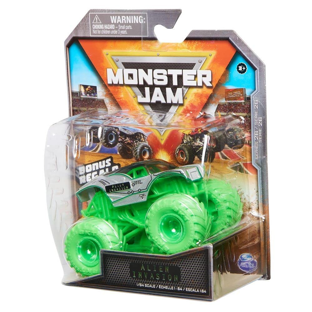 Monster Jam 1:64 Diecast Truck with Bonus Accessory – Hyper Fueled Alien Invasion (Spin Master 2022 Series 26)