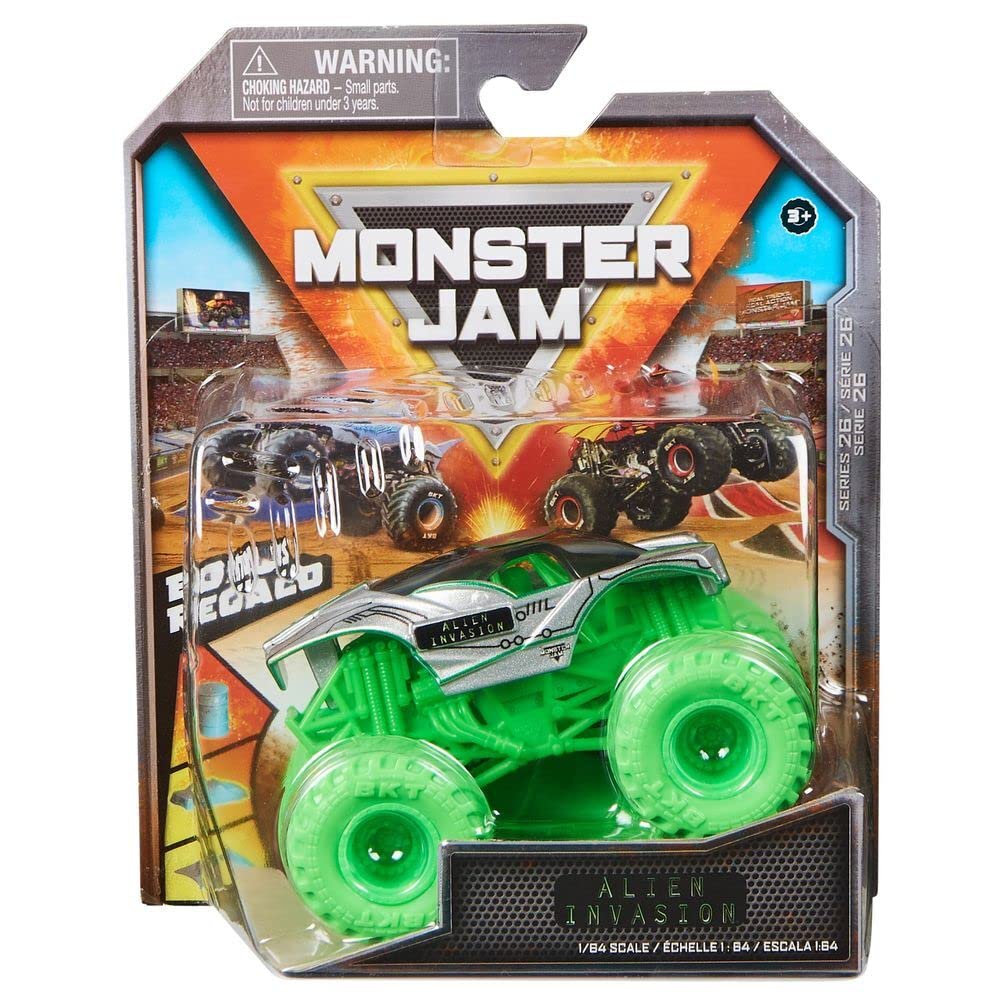Monster Jam 1:64 Diecast Truck with Bonus Accessory – Hyper Fueled Alien Invasion (Spin Master 2022 Series 26)