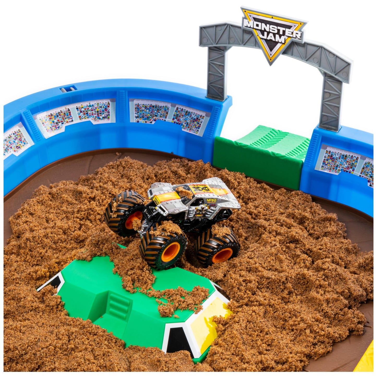 Monster Jam Monster Dirt Arena Playset — 24-Inch Arena, 2 Lbs Dirt, Exclusive Max-D Truck