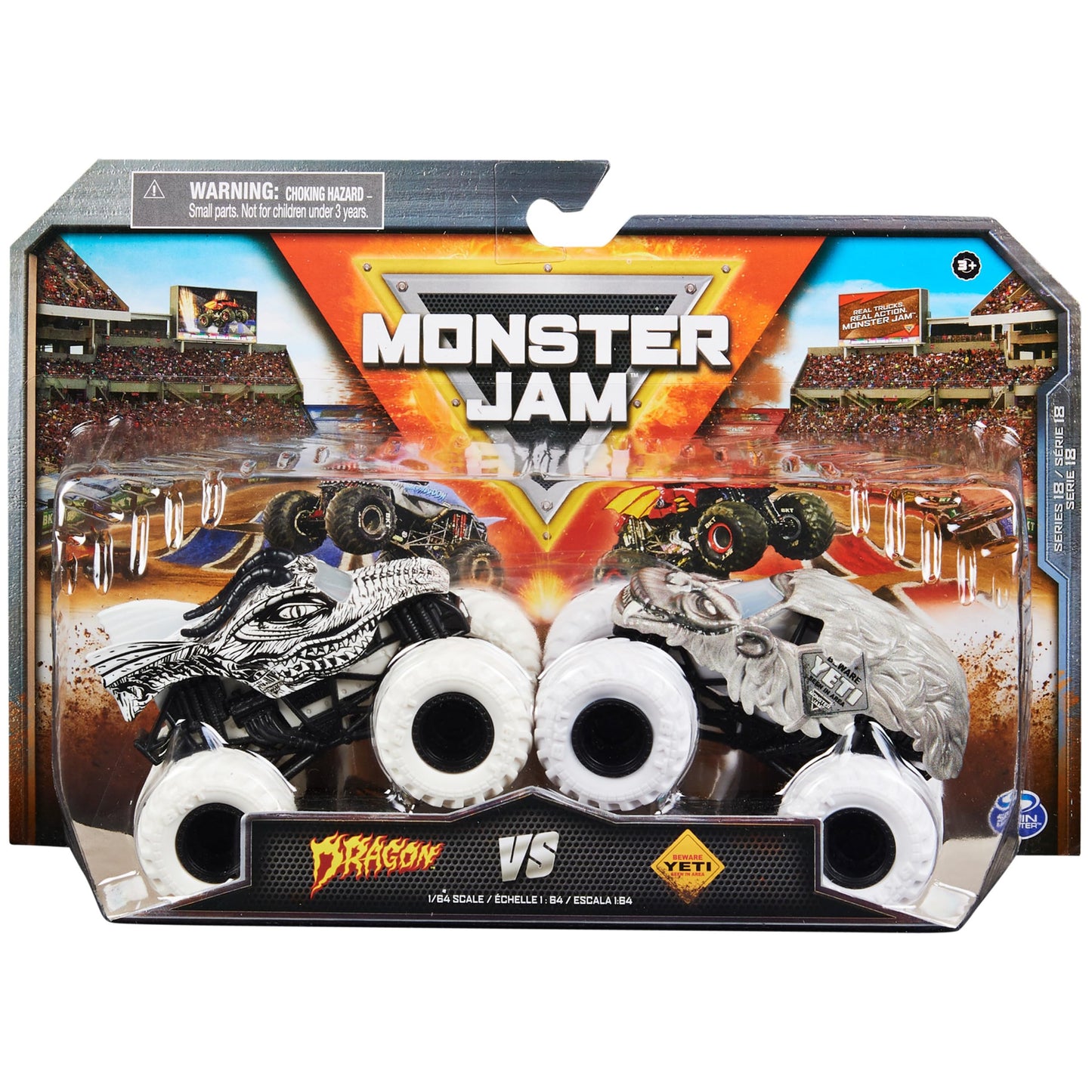 Monster Jam Dragon vs Yeti 1:64 Die-Cast Trucks – Official 2-Pack