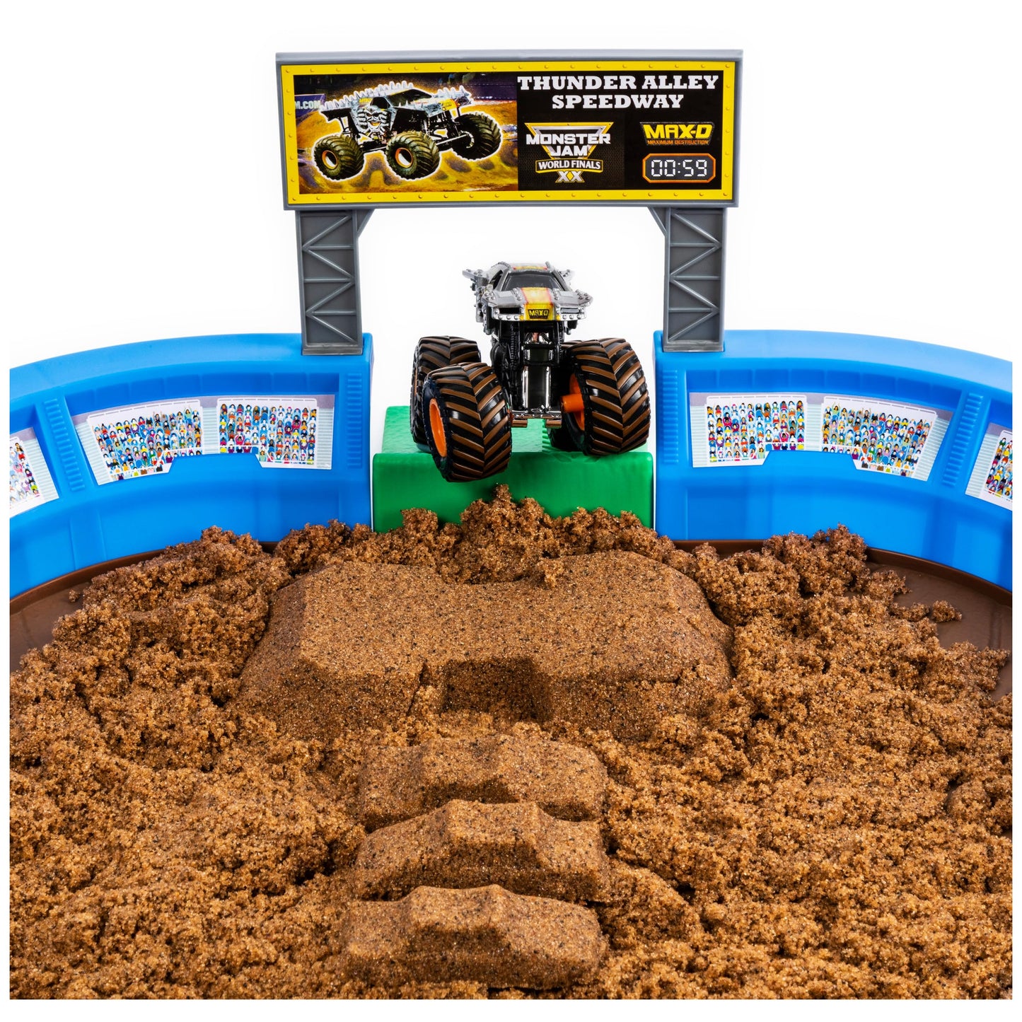 Monster Jam Monster Dirt Arena Playset — 24-Inch Arena, 2 Lbs Dirt, Exclusive Max-D Truck