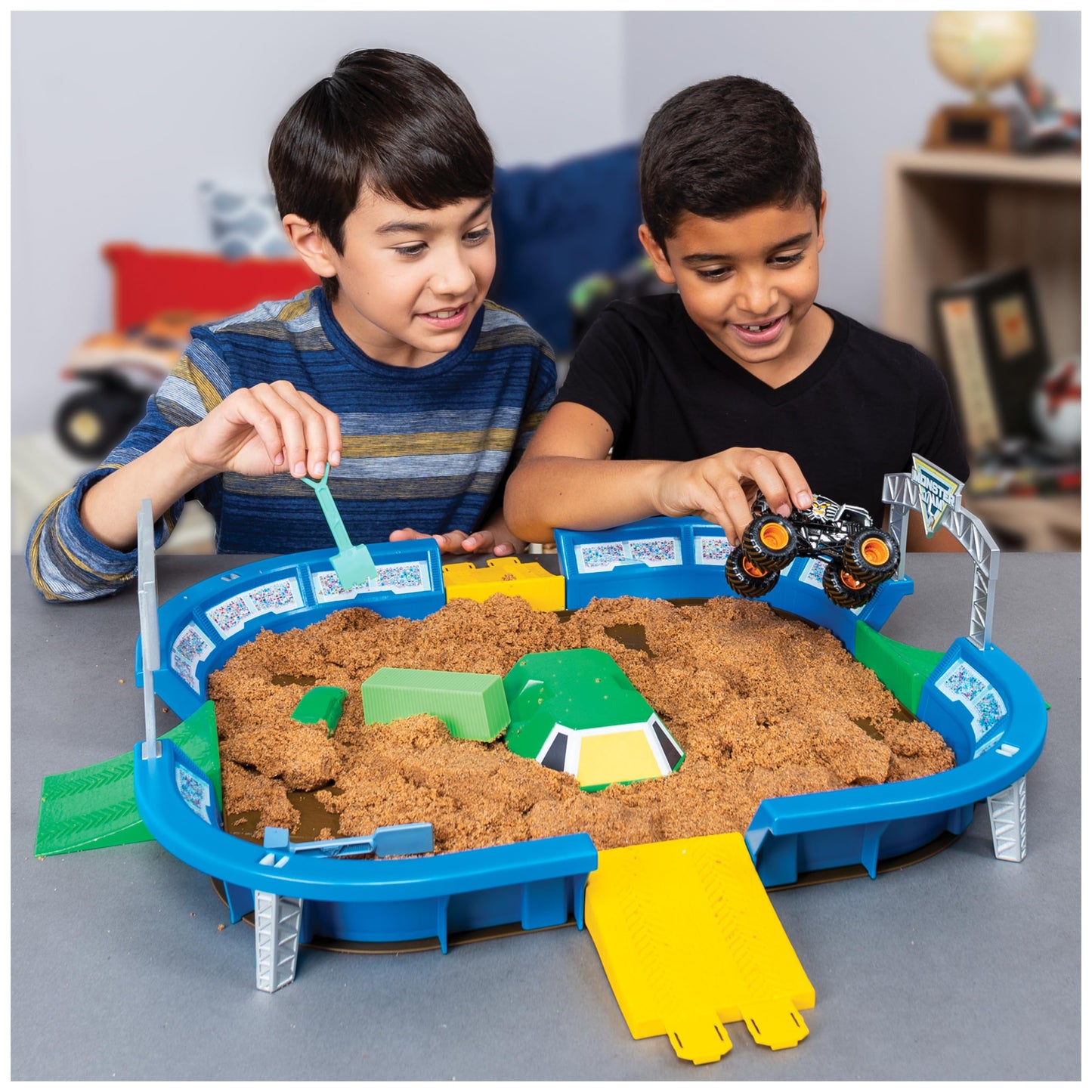 Monster Jam Monster Dirt Arena Playset — 24-Inch Arena, 2 Lbs Dirt, Exclusive Max-D Truck