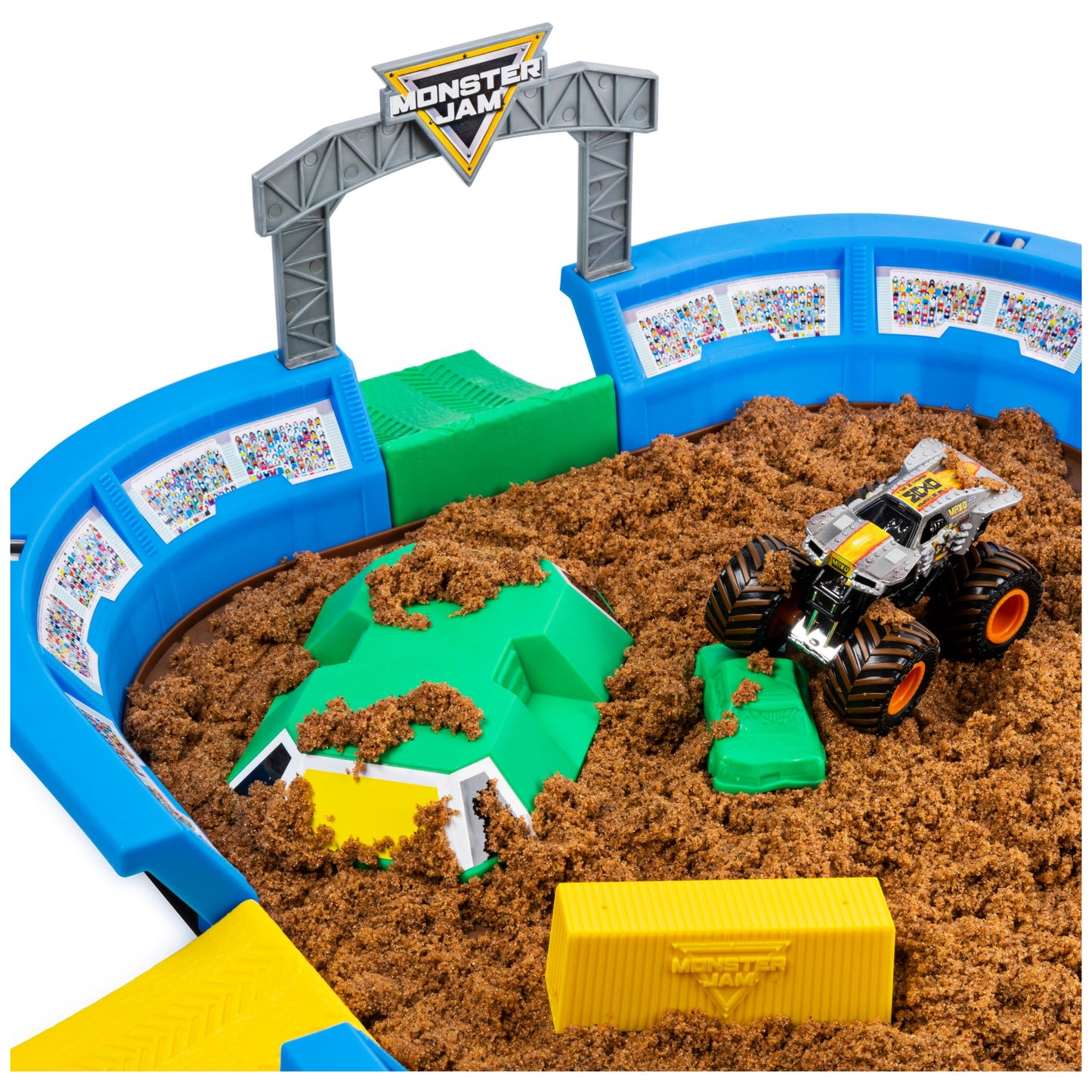 Monster Jam Monster Dirt Arena Playset — 24-Inch Arena, 2 Lbs Dirt, Exclusive Max-D Truck