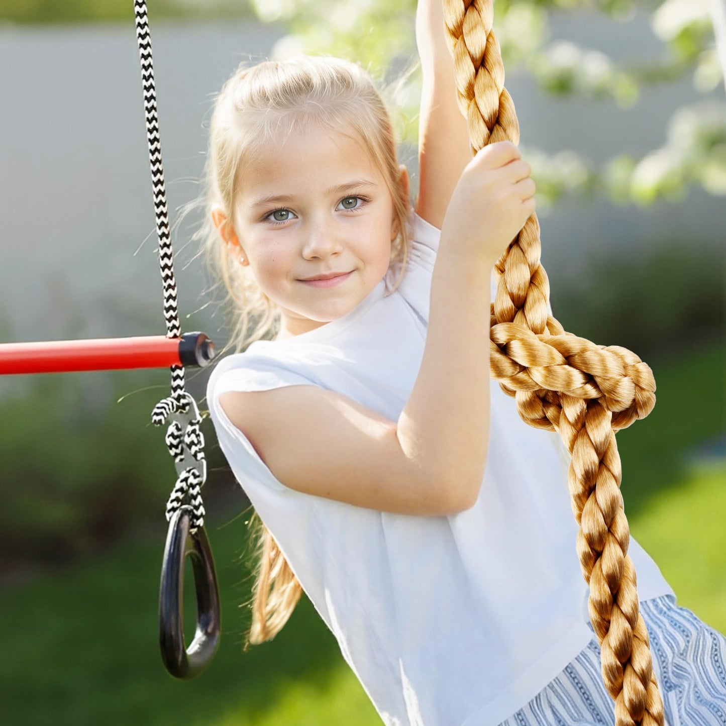 Mont Pleasant Climbing Rope for Kids – 8.2 ft, 4 Knotted Steps, Outdoor Playground Accessory