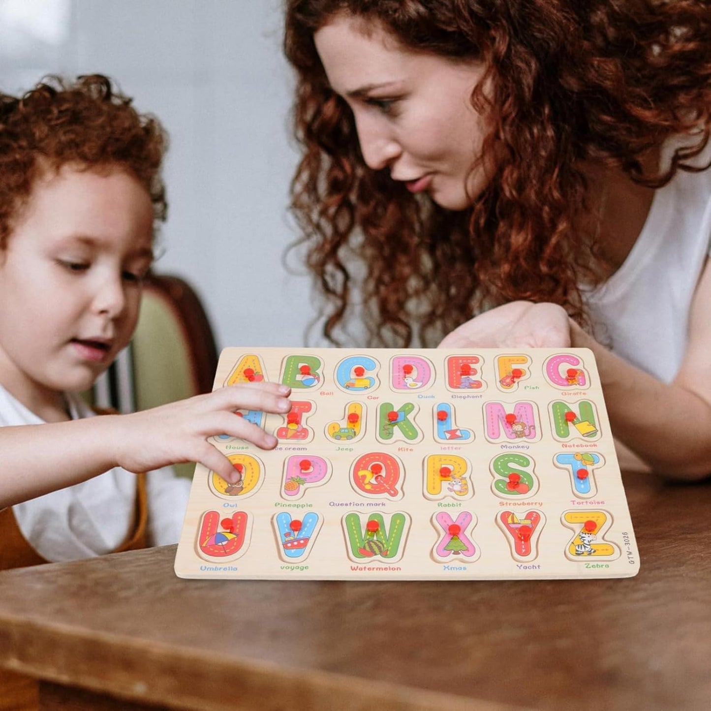 Alphabet Puzzle Set for Toddlers 3+ | Wooden ABC Puzzles with Board & Letter Blocks | Montessori-Inspired Preschool Learning Toy