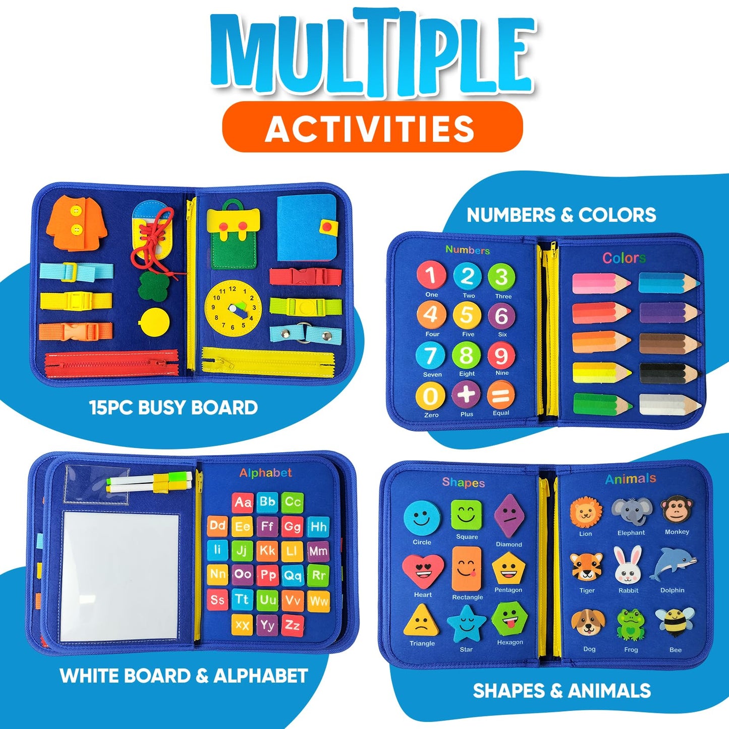 Montessori Busy Board for Toddlers 1-4 | Educational Sensory Toy for Fine Motor Skills & Travel