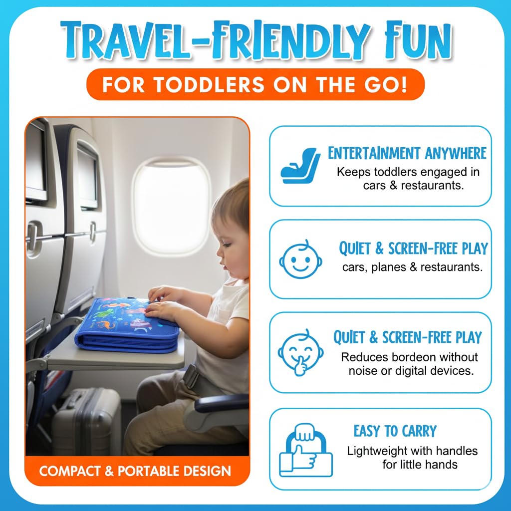 Montessori Busy Board for Toddlers 1-4 | Educational Sensory Toy for Fine Motor Skills & Travel