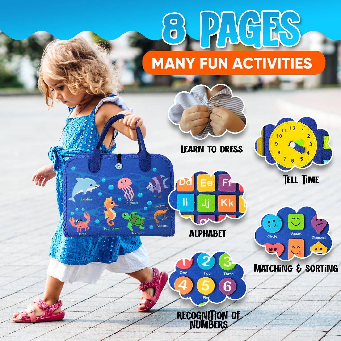 Montessori Busy Board for Toddlers 1-4 | Educational Sensory Toy for Fine Motor Skills & Travel