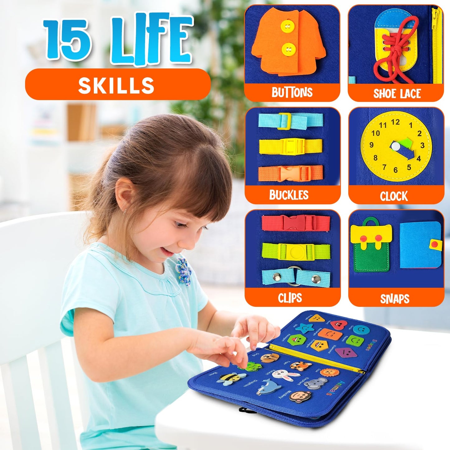 Montessori Busy Board for Toddlers 1-4 | Educational Sensory Toy for Fine Motor Skills & Travel