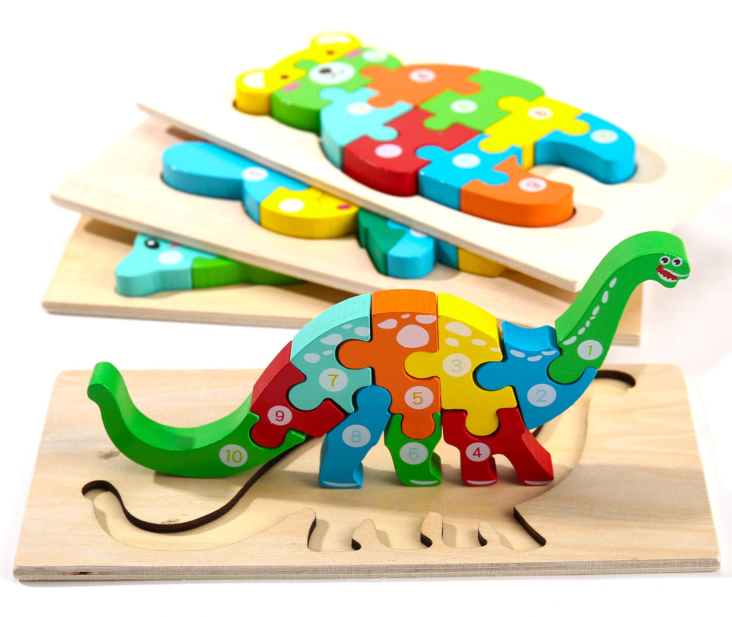 Montessori Mama Wooden Toddler Puzzles – 4-Pack for Ages 2-4 | Animal Shape Learning