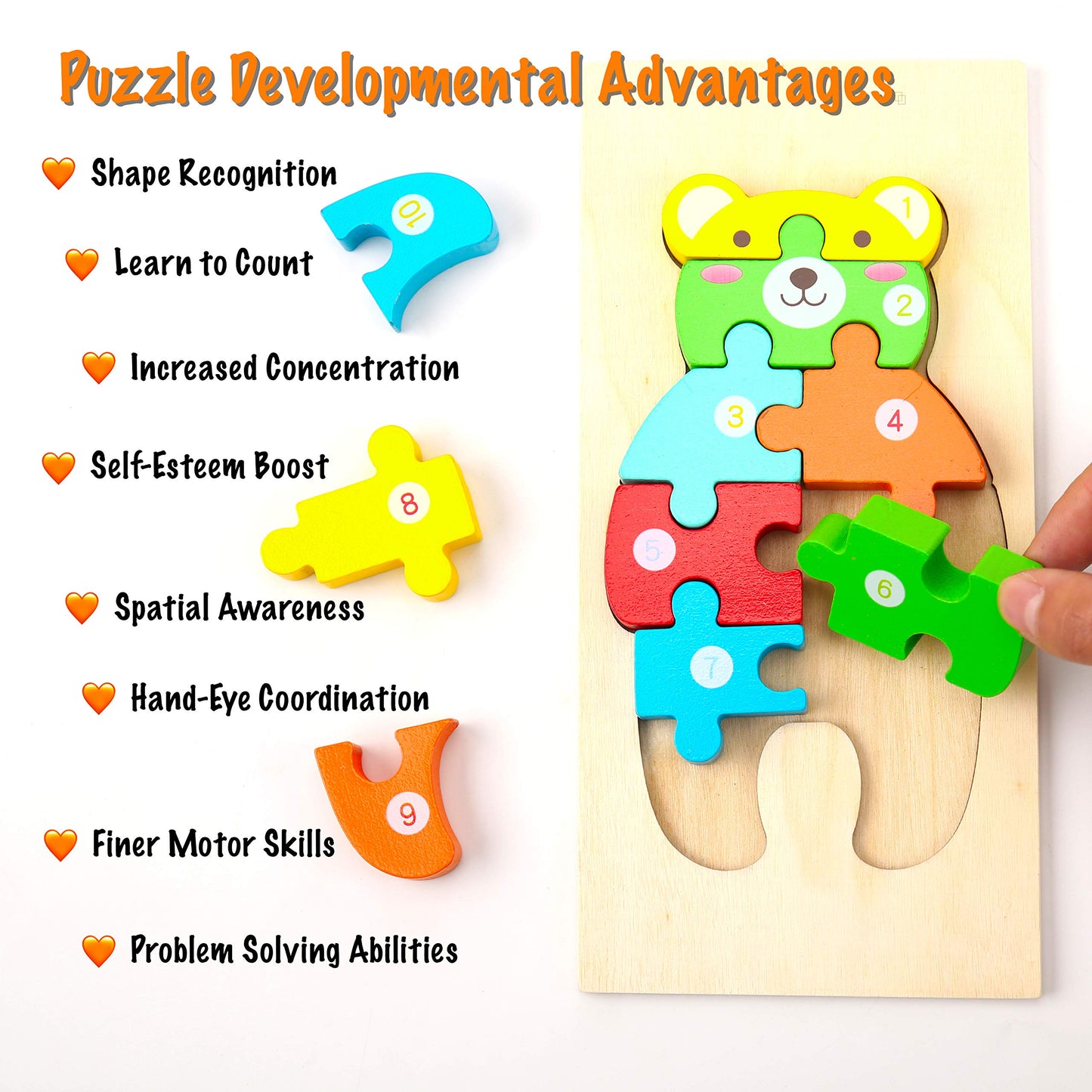 Montessori Mama Wooden Toddler Puzzles – 4-Pack for Ages 2-4 | Animal Shape Learning