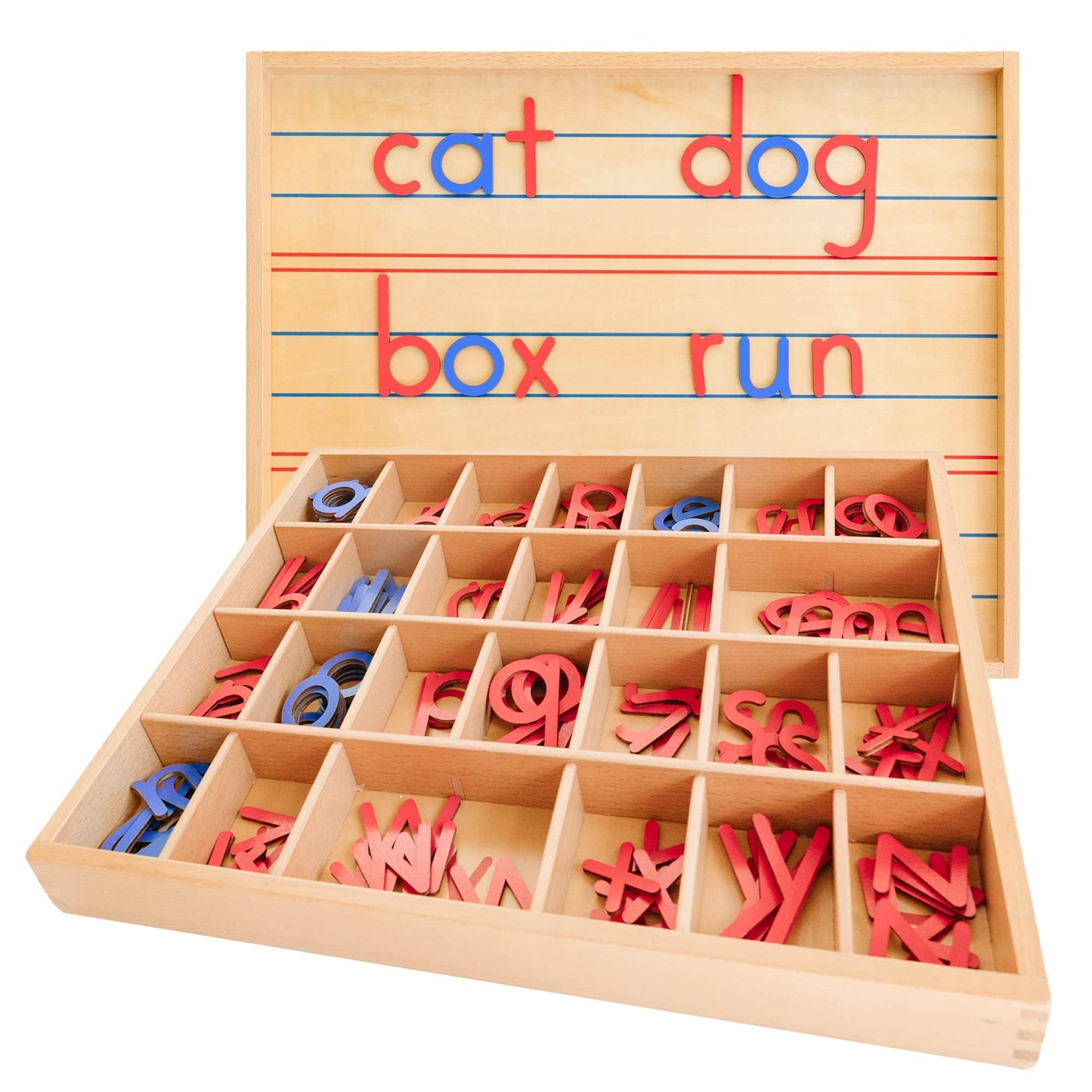Movable Alphabet Montessori Letters – Wooden Case for Early Writing & Reading | Montessori & Me