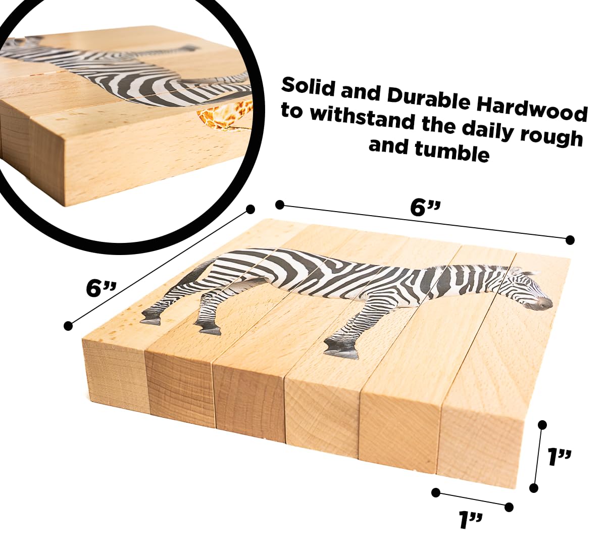 Montessori & Me Wooden Safari Animal Puzzle – 4-in-1 Toddler Blocks for Ages 2+