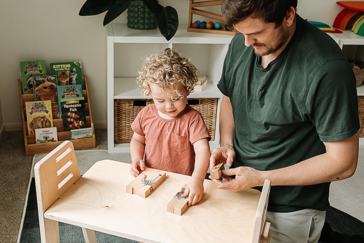 Montessori & Me Wooden Safari Animal Puzzle – 4-in-1 Toddler Blocks for Ages 2+