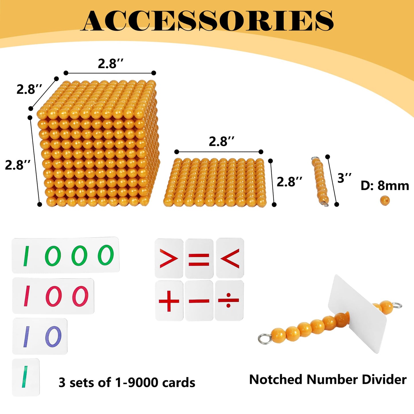 Montex Montessori Golden Beads Set – Counting Beads & Math Materials